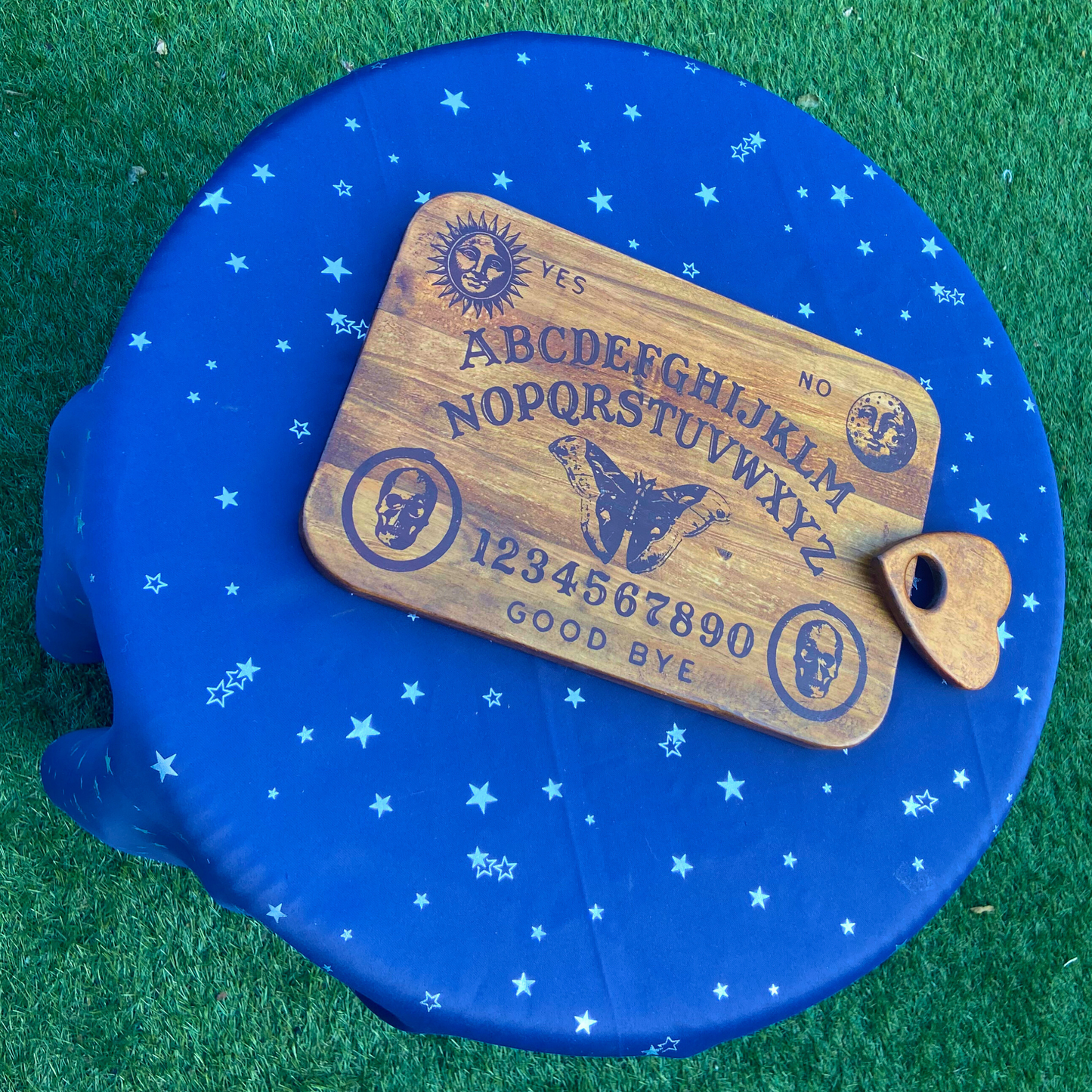 Mystical Spirit Communication Board with Planchette - Wooden Divination Tool