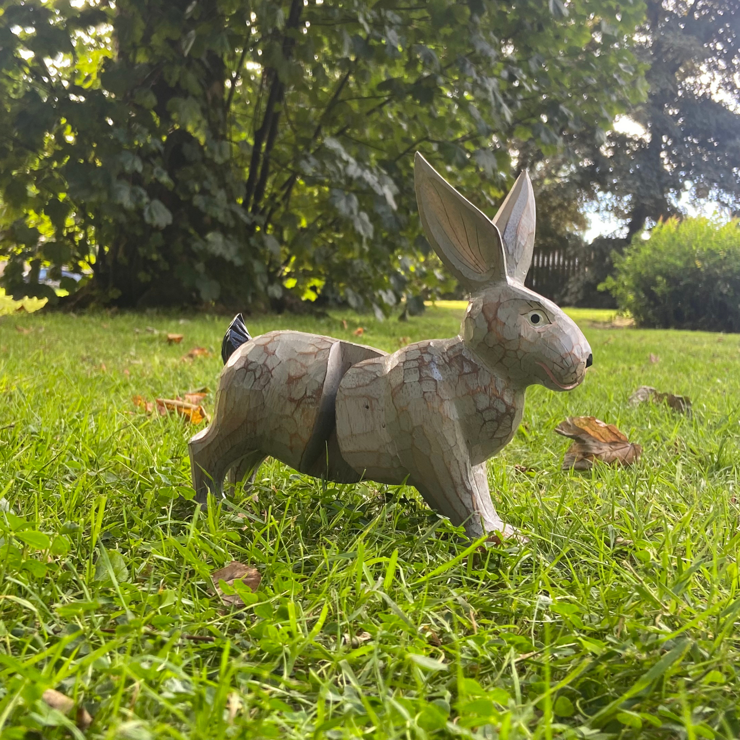 Handcrafted Bounding Rabbit Sculpture