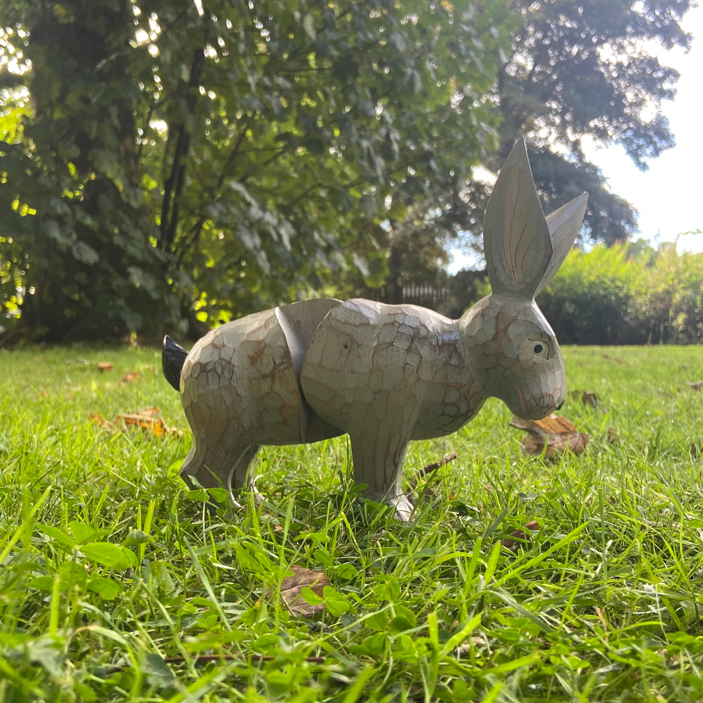 Handcrafted Bounding Rabbit Sculpture