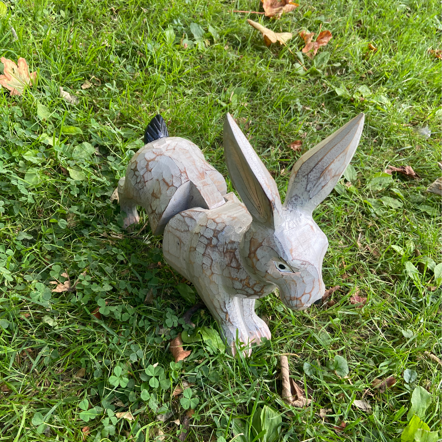 Handcrafted Bounding Rabbit Sculpture