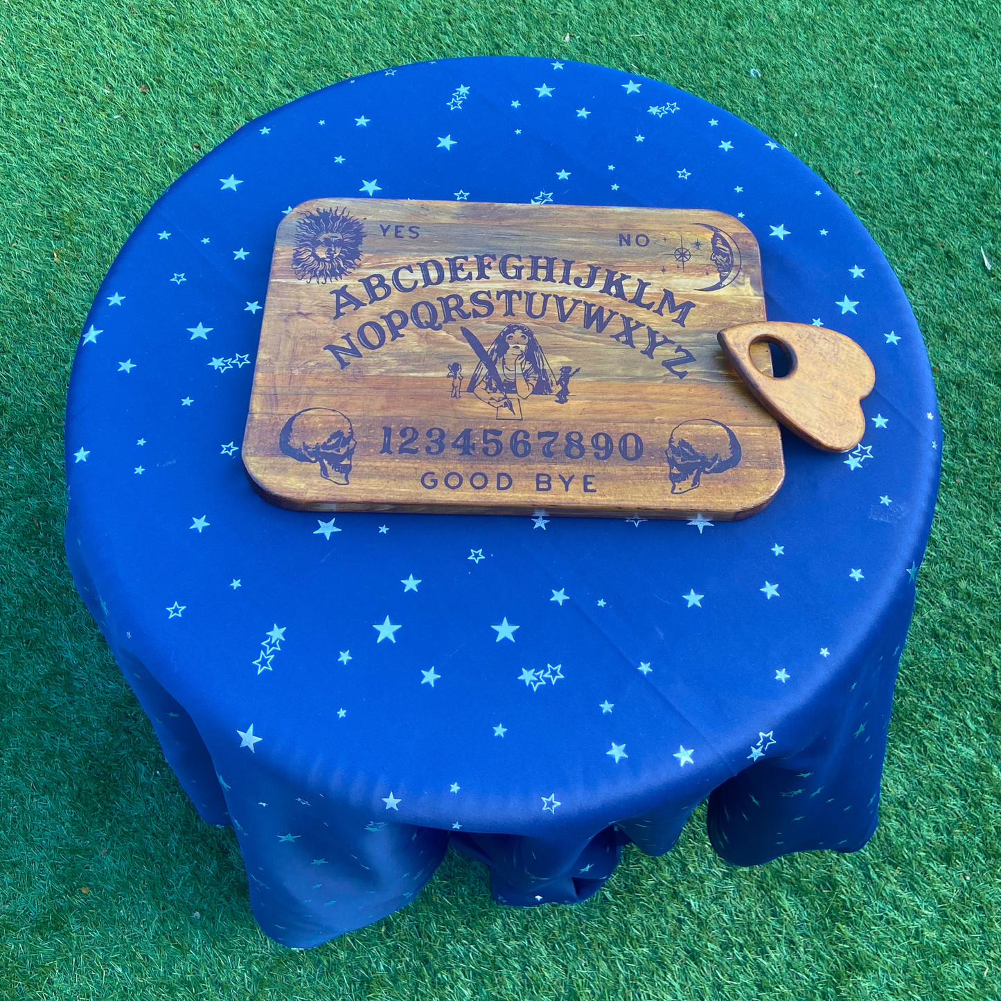 Mystical Spirit Communication Board with Planchette - Wooden Divination Tool