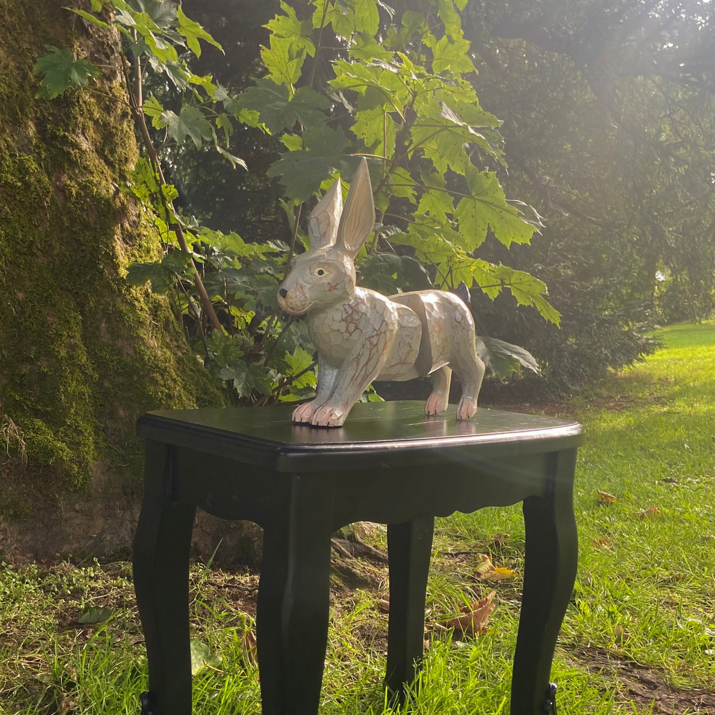 Handcrafted Bounding Rabbit Sculpture