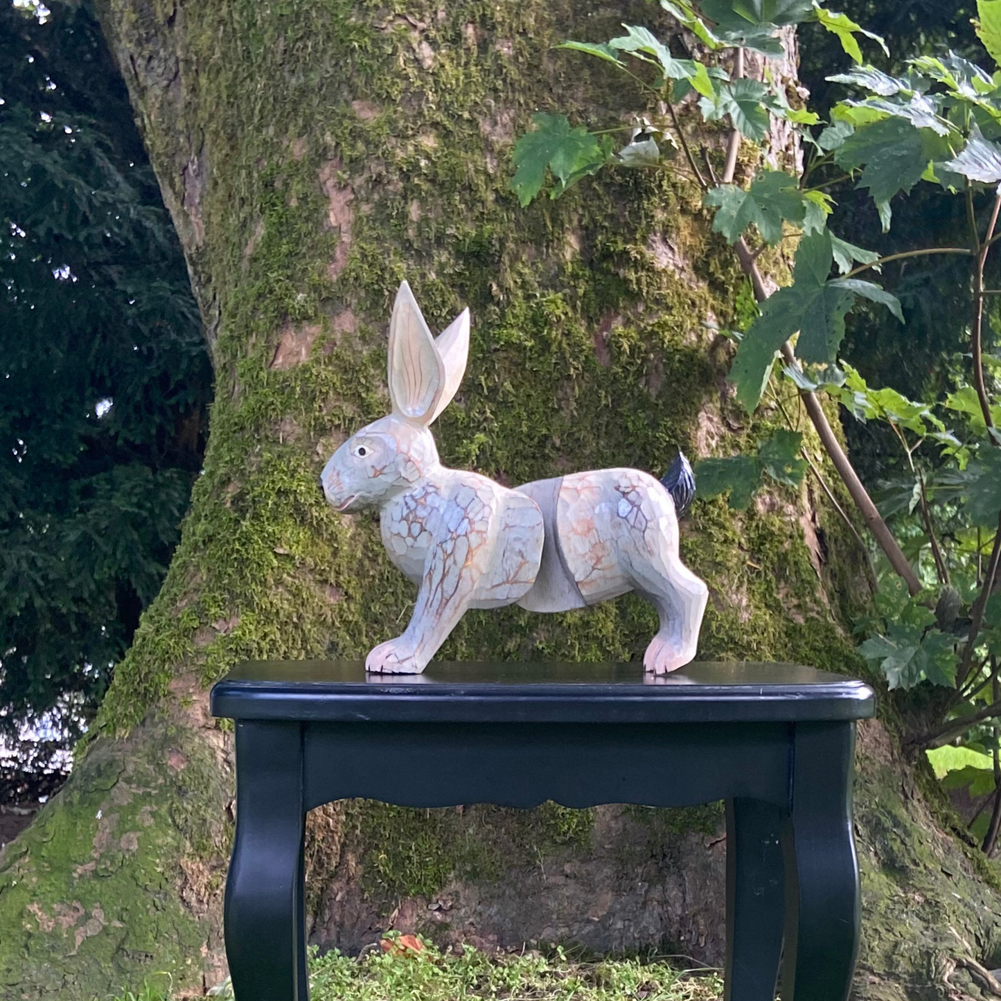 Handcrafted Bounding Rabbit Sculpture