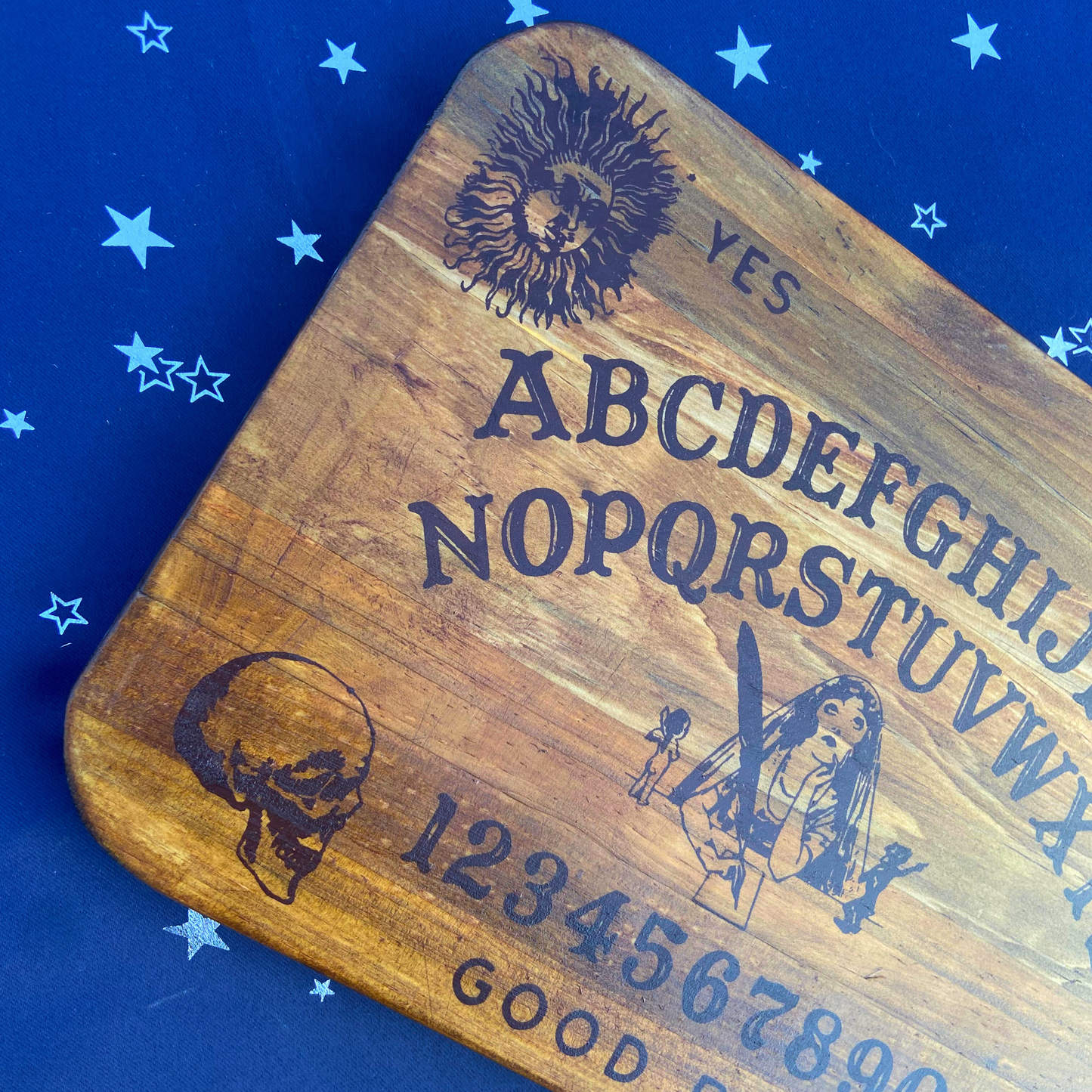Mystical Spirit Communication Board with Planchette - Wooden Divination Tool