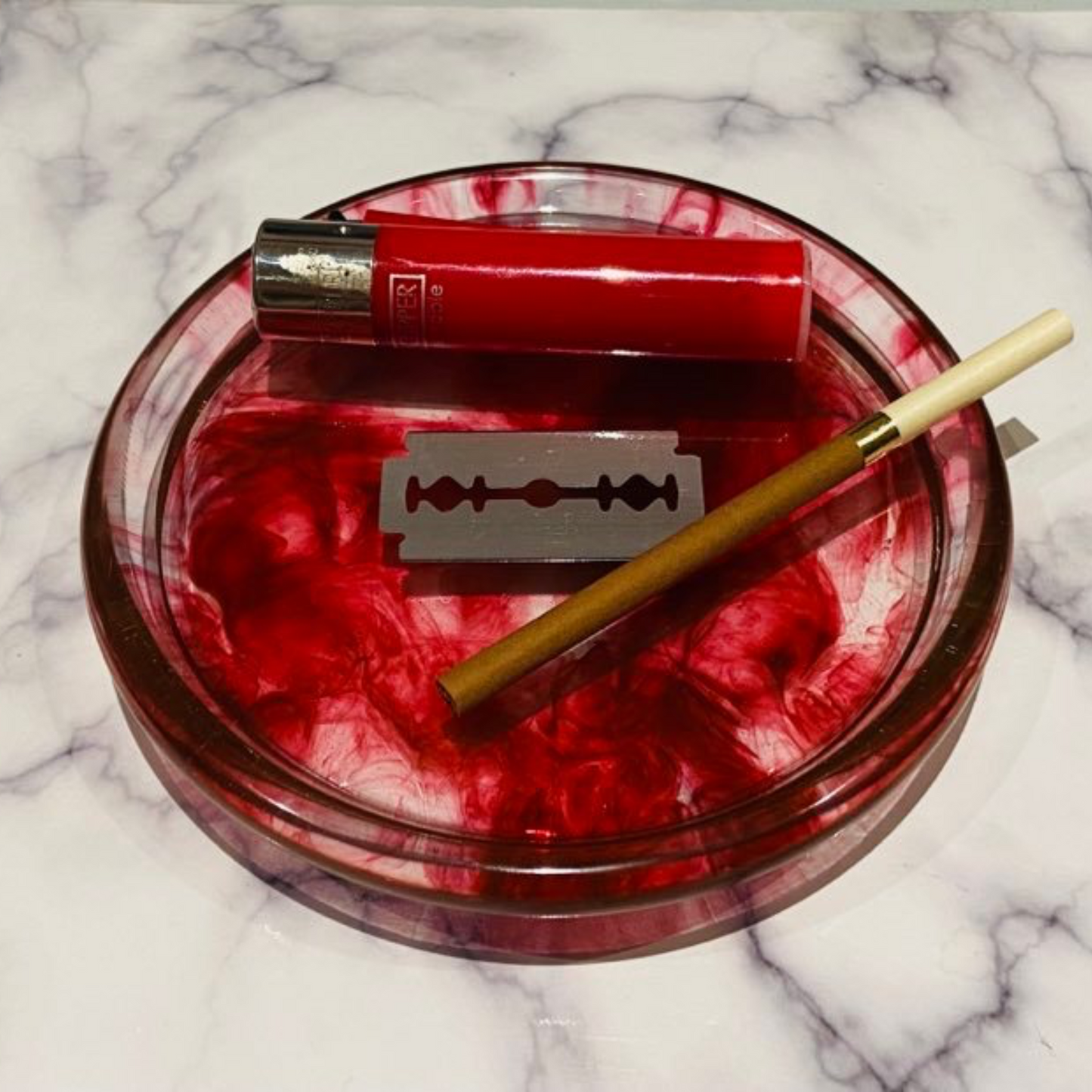 Gothic Blood Effect Decorative Dish - OOAK Handmade Tray 12cm