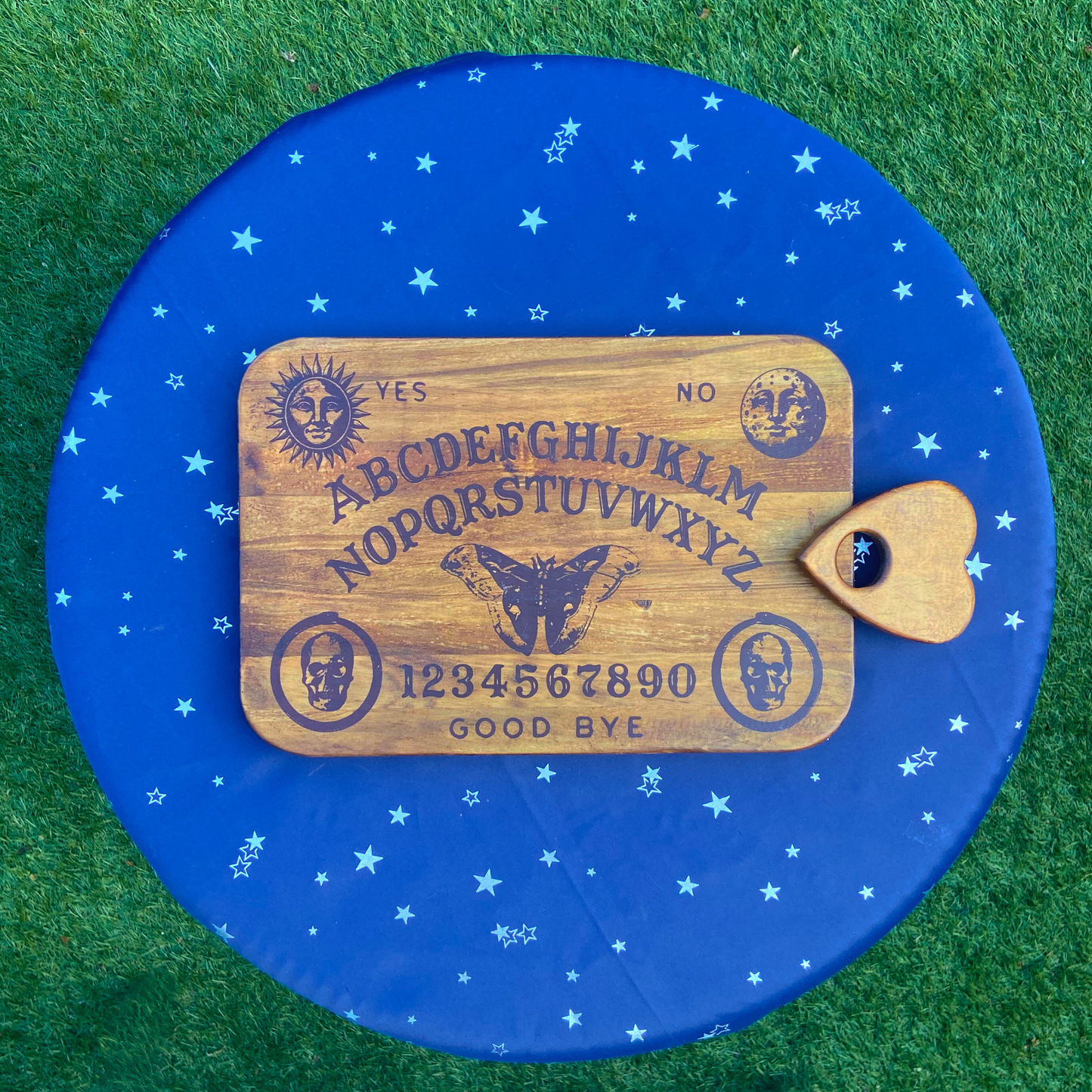 Mystical Spirit Communication Board with Planchette - Wooden Divination Tool