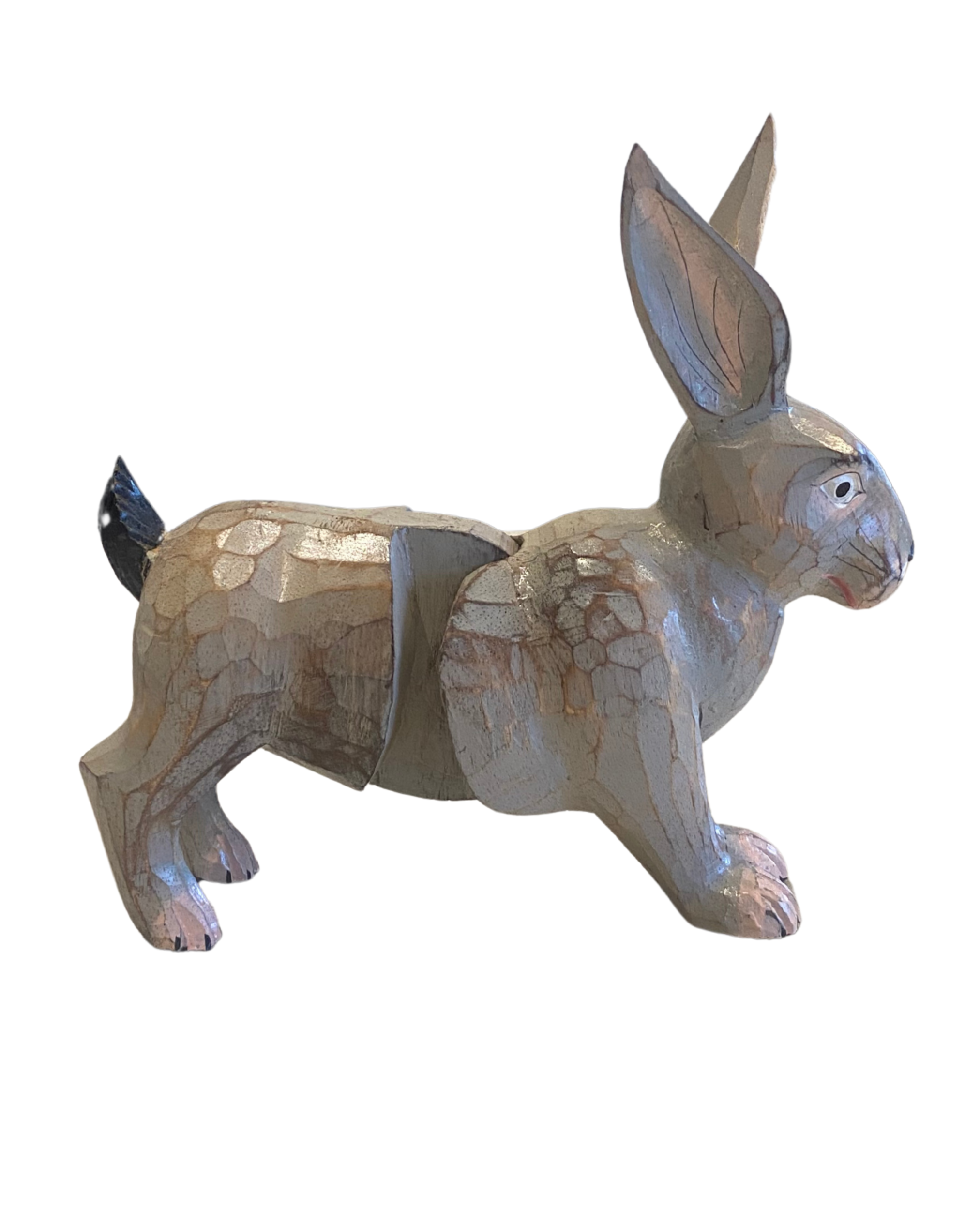 Bounding Rabbit Wooden Decorative Figurine