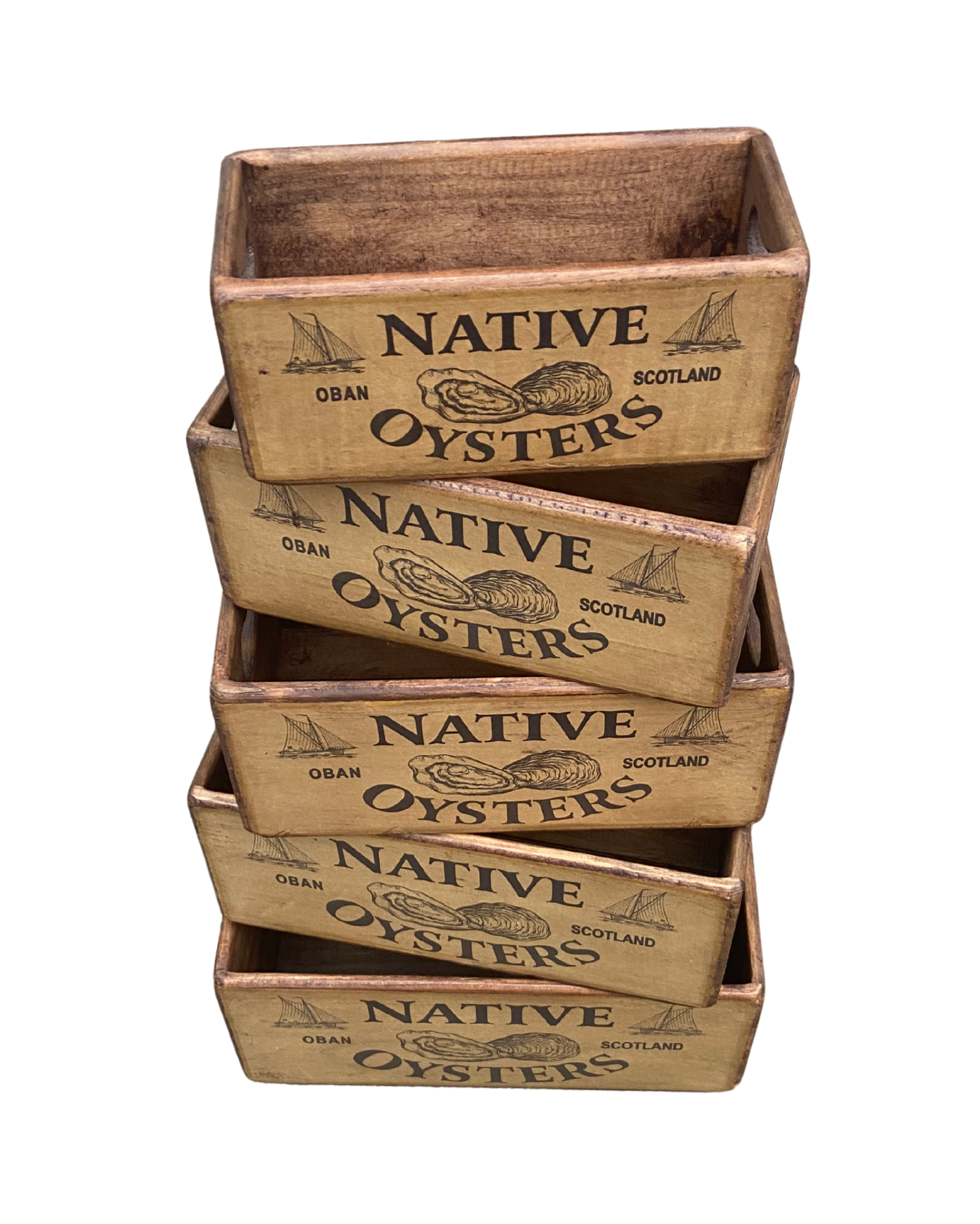 Oban Oysters Set of 5 Wooden Storage Boxes