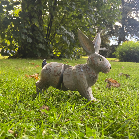 Handcrafted Bounding Rabbit Sculpture
