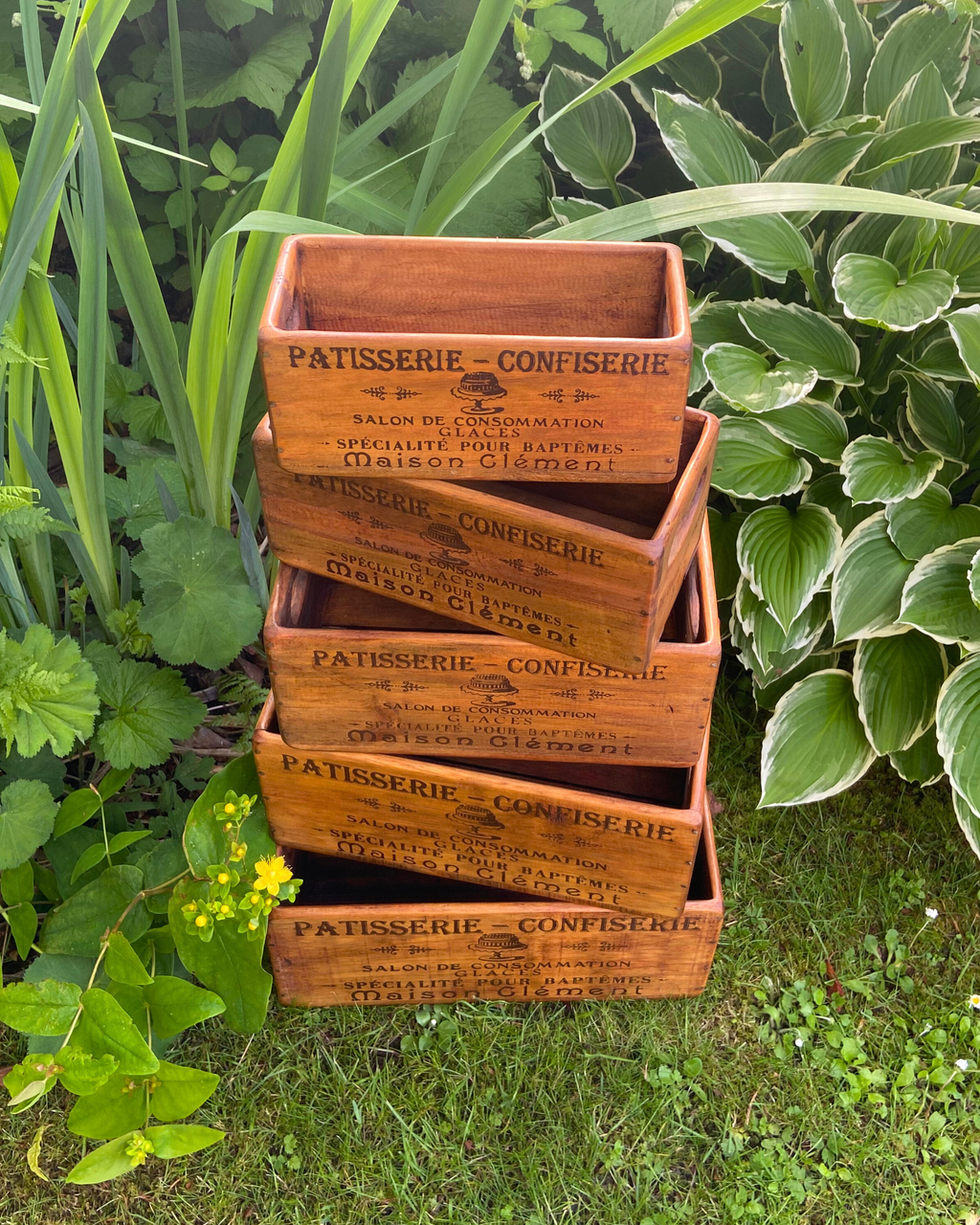 French Pâtisserie Set of 5 Wooden Storage Boxes