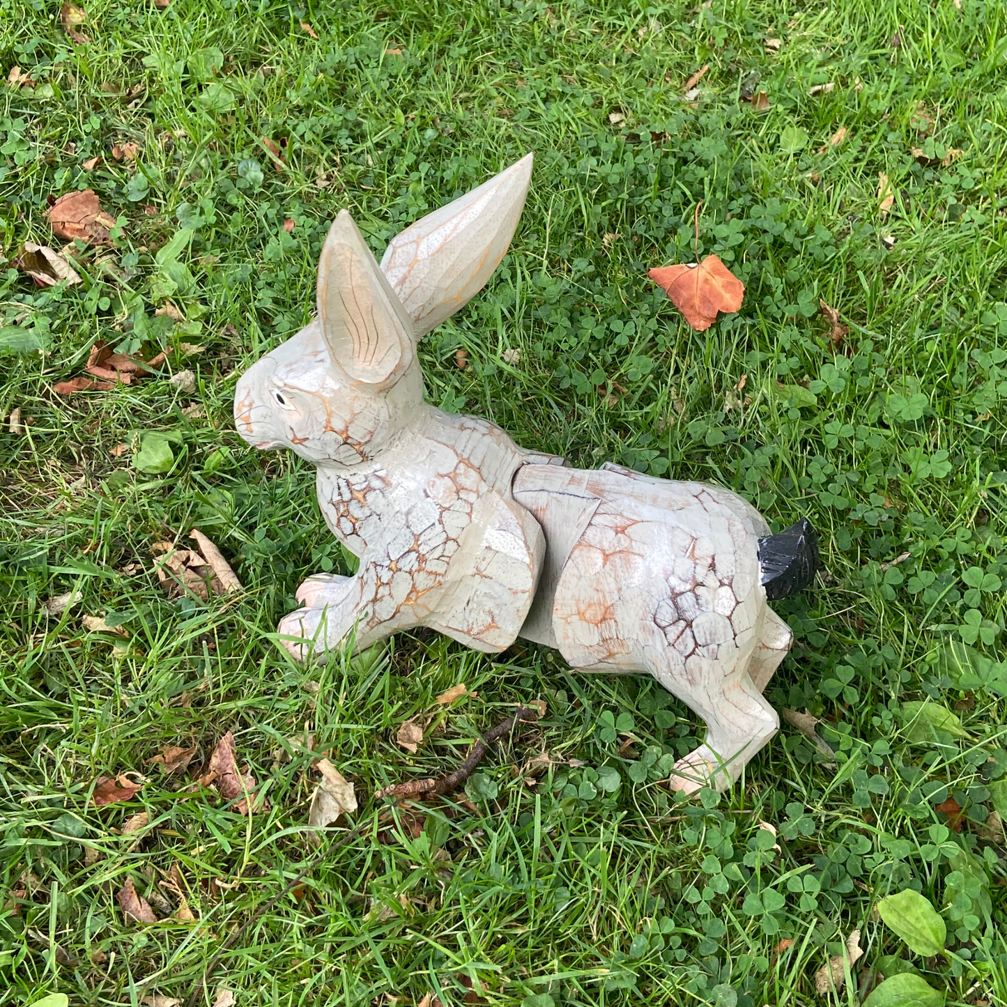 Handcrafted Bounding Rabbit Sculpture