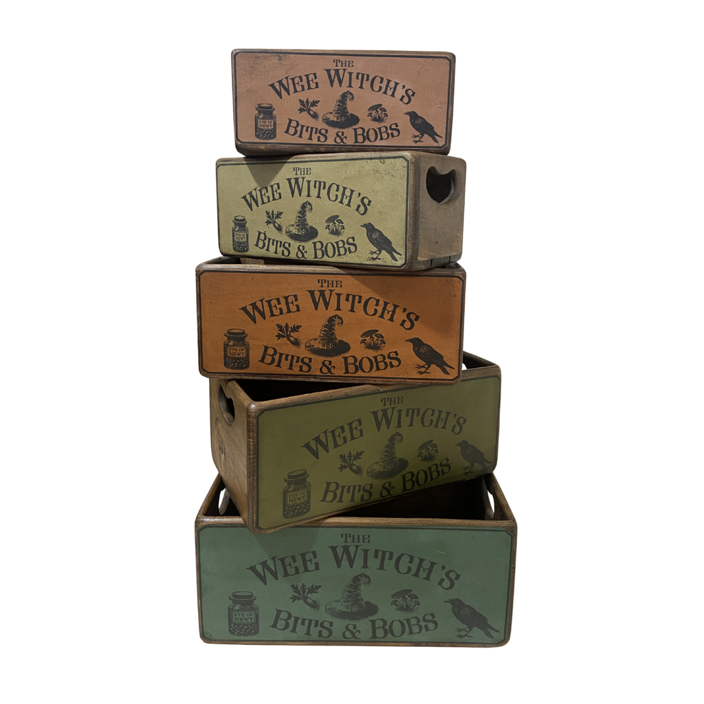 Wooden Nesting Boxes - The Wee Witch (Set of 5 Sizes)