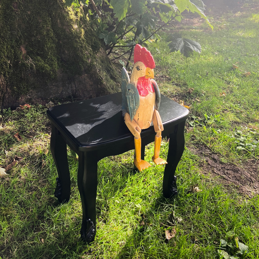 Handcrafted Articulated Wooden Chicken - Small Poseable Folk Art Sculpture