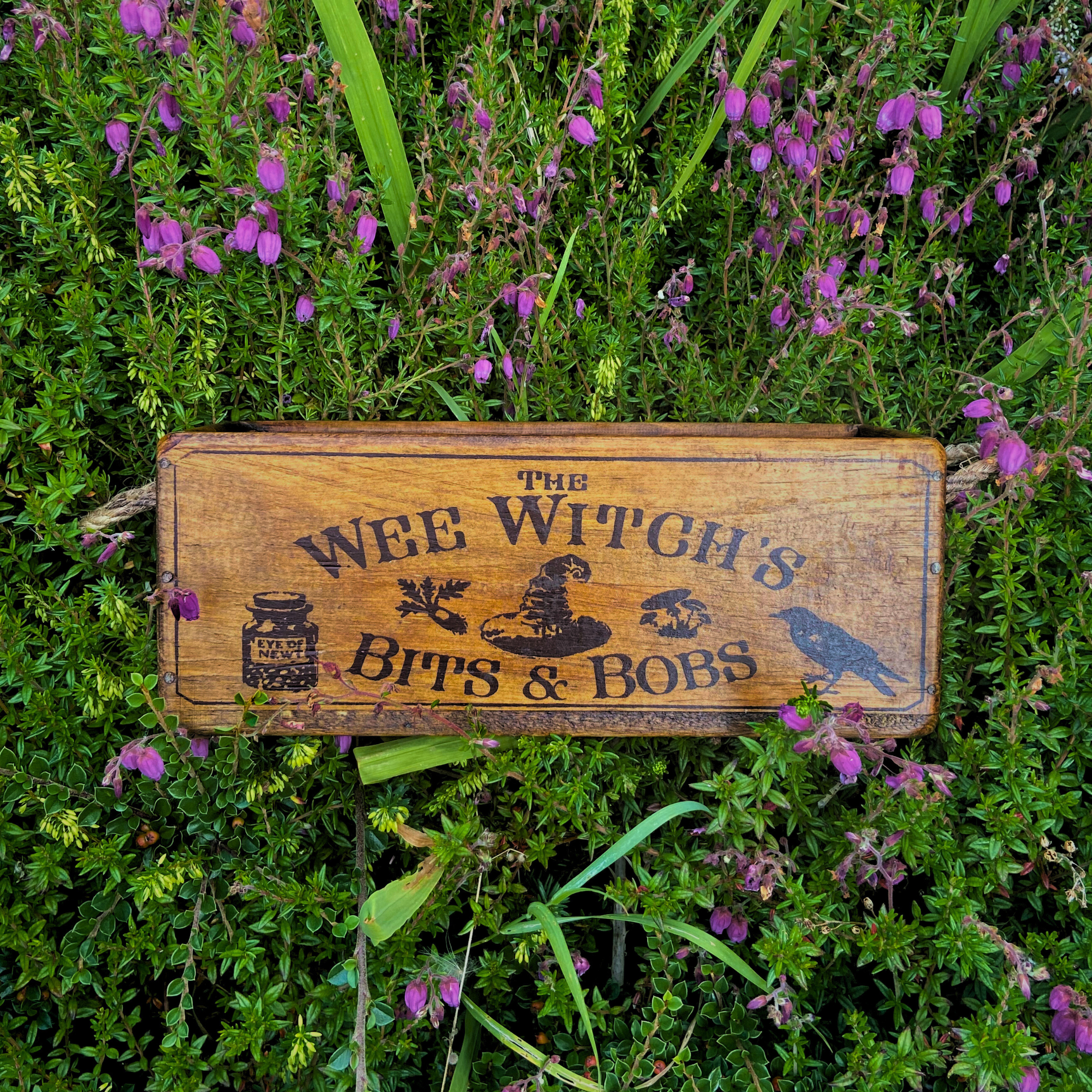 Wee Witch's Bits and Bobs handmade wooden storage box, Green Man Emporium