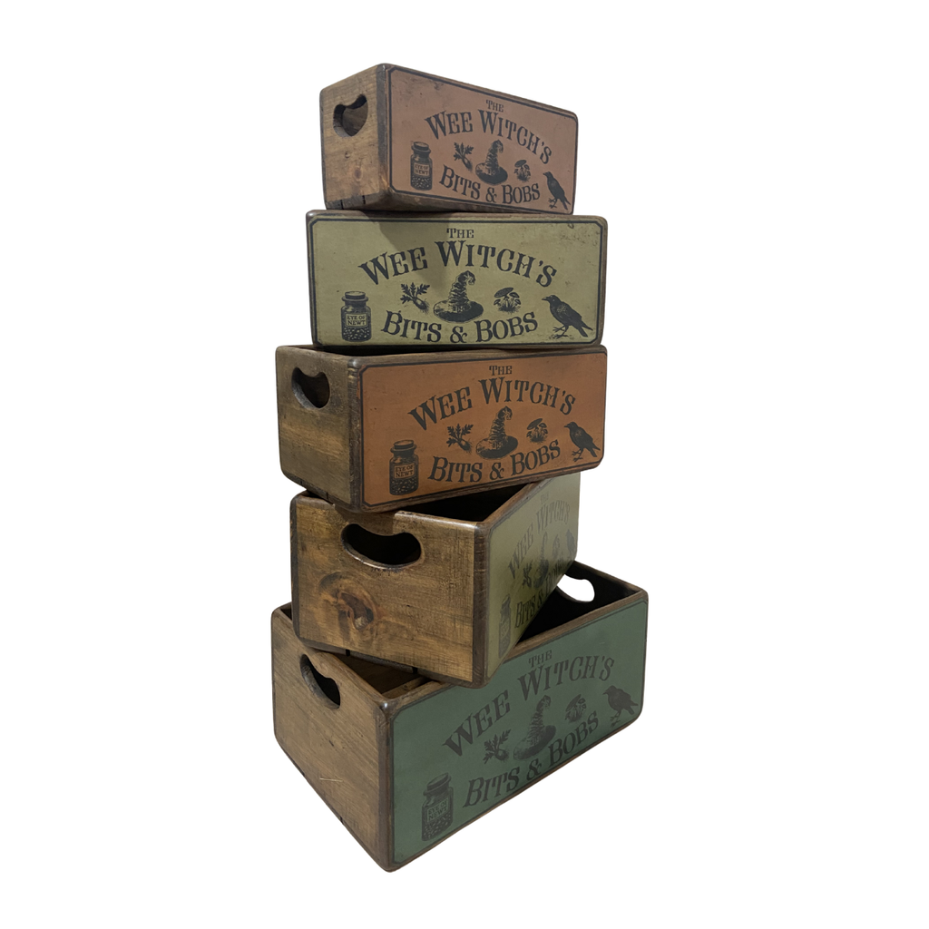 Wooden Nesting Boxes - The Wee Witch (Set of 5 Sizes)