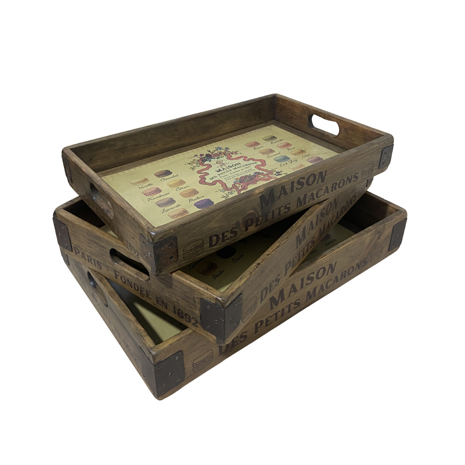 Wooden Nesting Serving Trays - Macaron (Set of 3 Sizes)