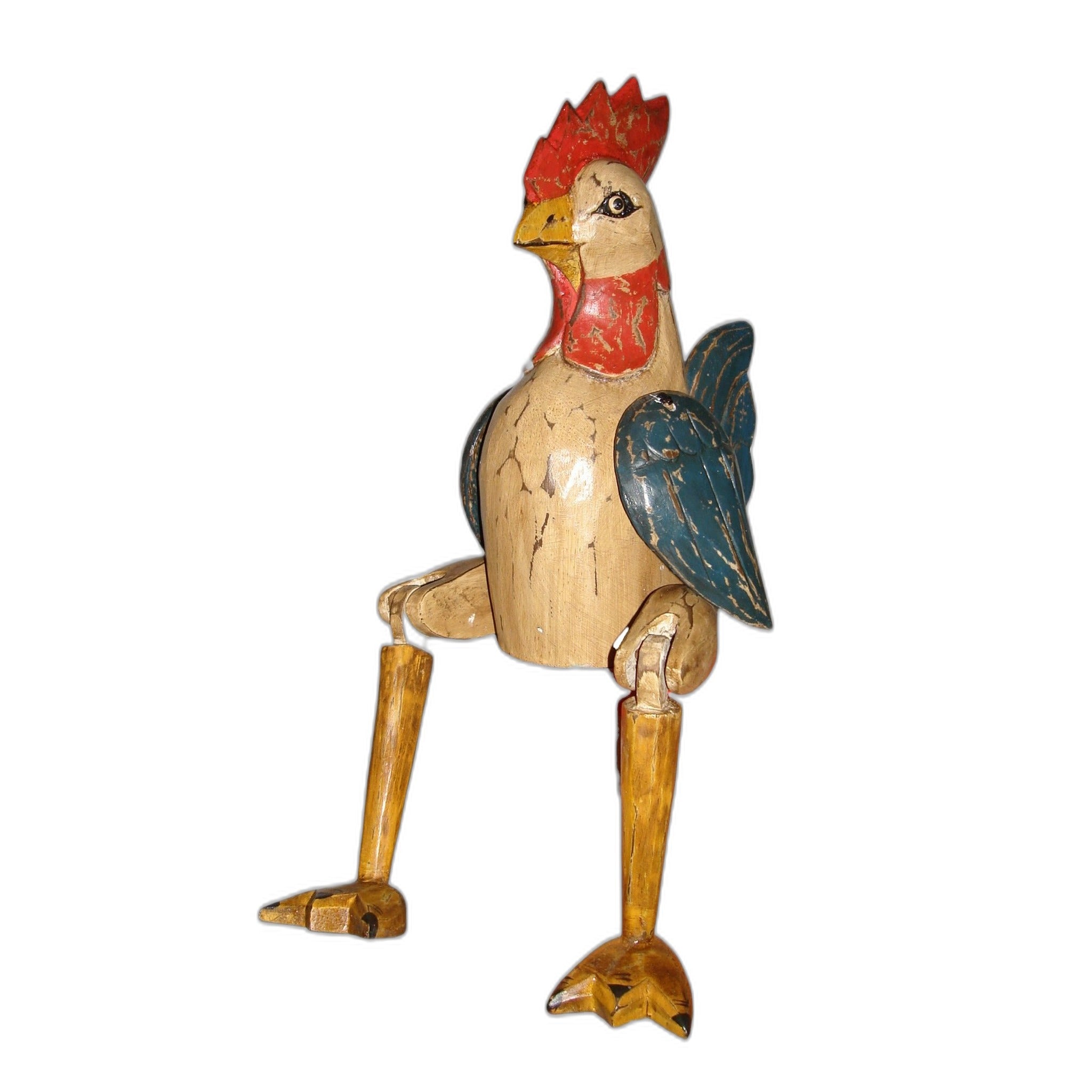 Bali articulated wooden chicken, medium, handmade jointed folk-art figure