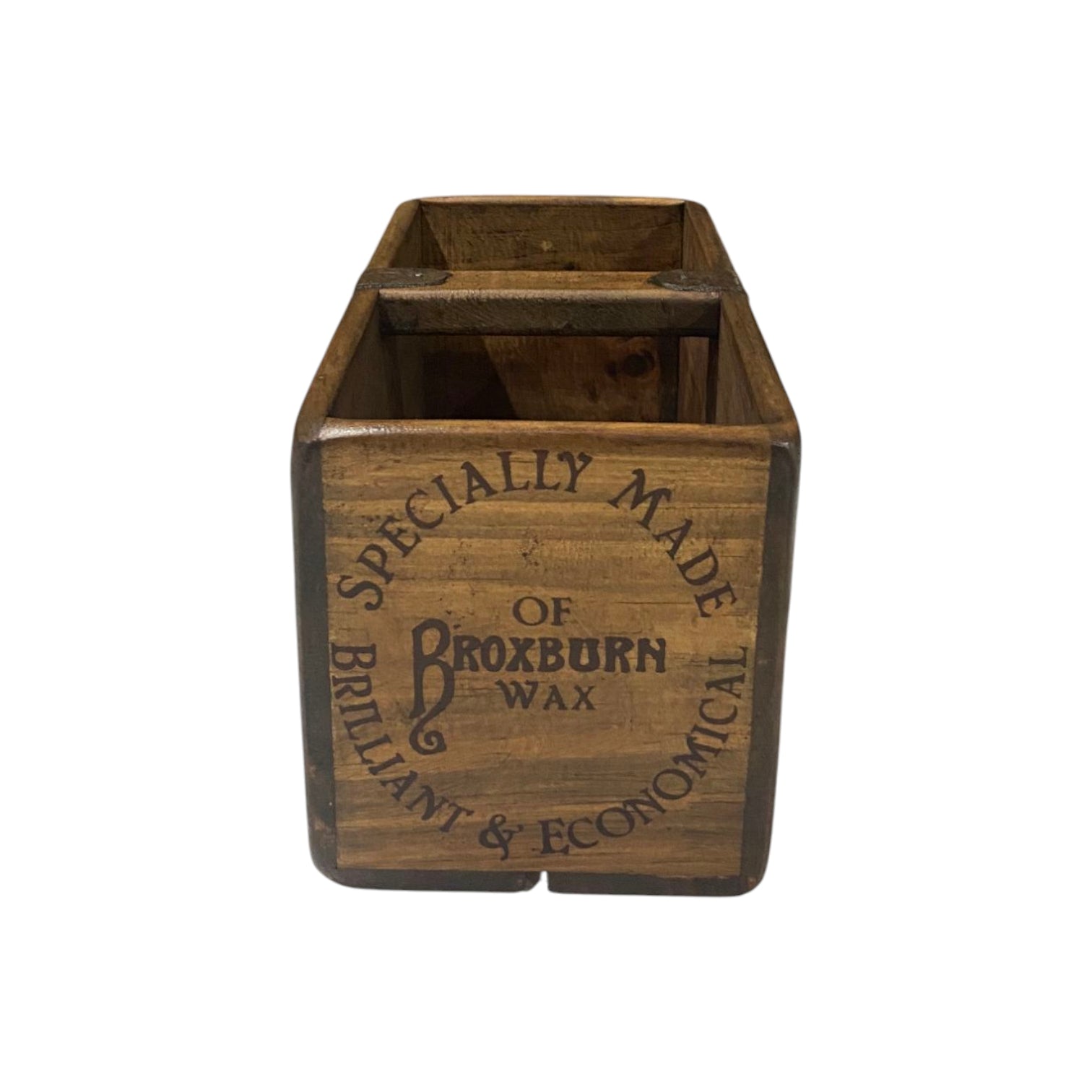 Broxburn Oil Co. hand-stencilled wooden storage box, small size