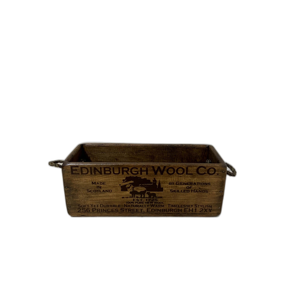 Edinburgh Wool Co. hand-stencilled wooden storage box in pine, XS size