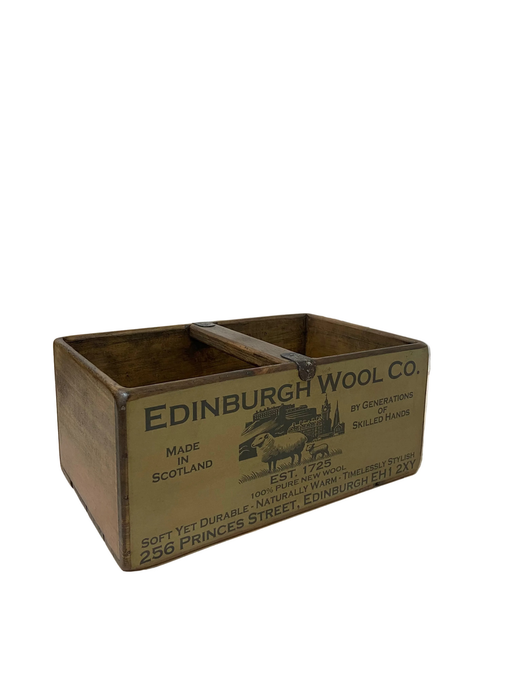 Edinburgh Wool Co. colour print wooden storage box in pine, large size
