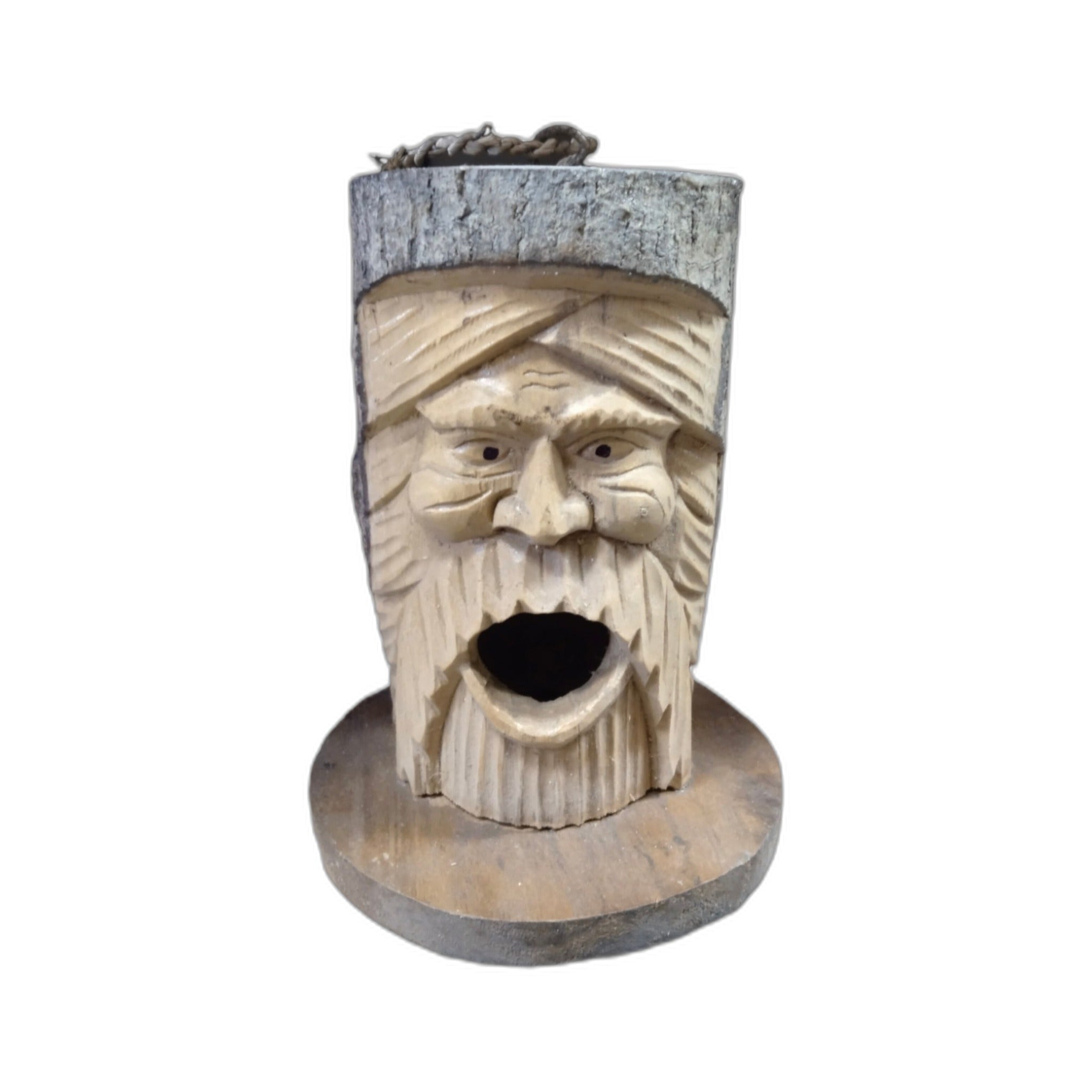 Bali handmade carved wooden Green Man figure, nature spirit, Green Man Emporium
