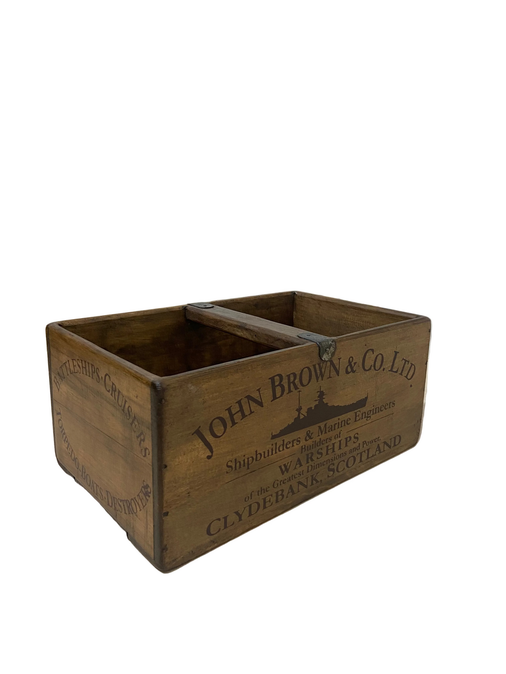 John Brown hand-stencilled wooden storage box in pine, large size