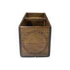John Brown hand-stencilled small wooden storage box, angled view