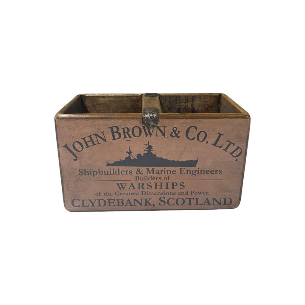 John Brown colour print wooden storage box in pine, small size