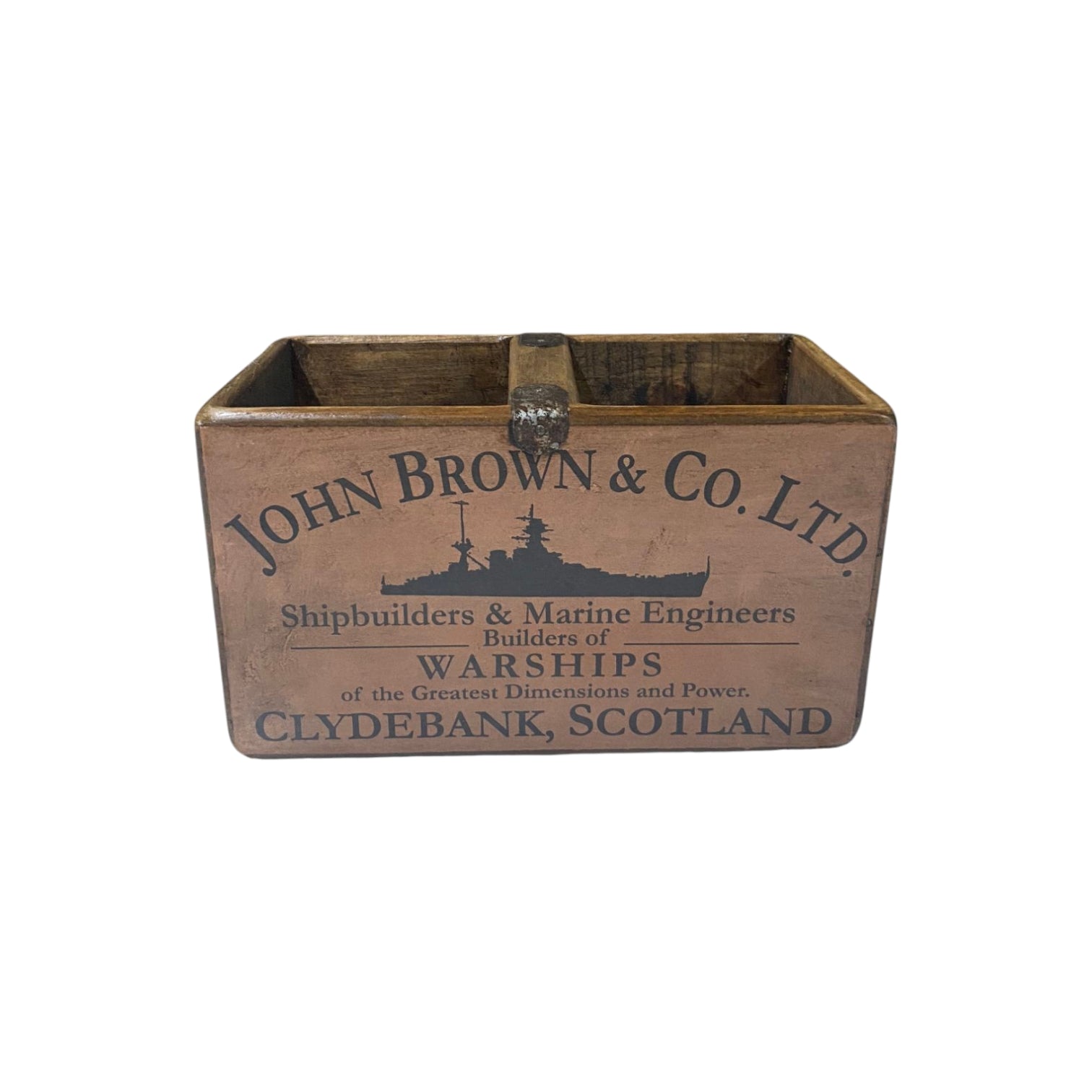 John Brown colour print wooden storage box in pine, small size