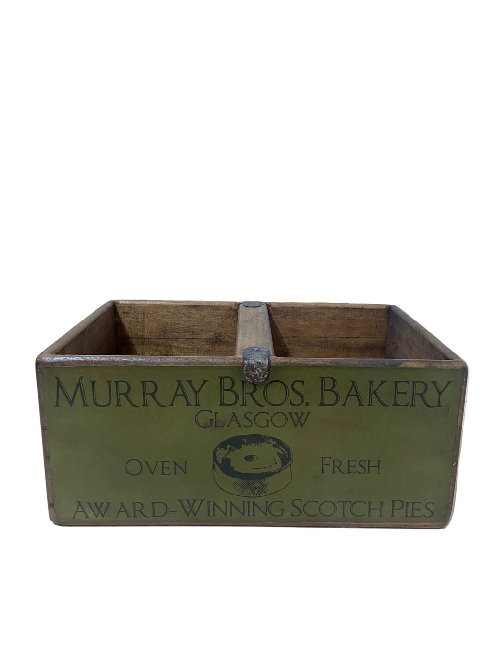 Murray Bros. colour print large wooden storage box, angled view