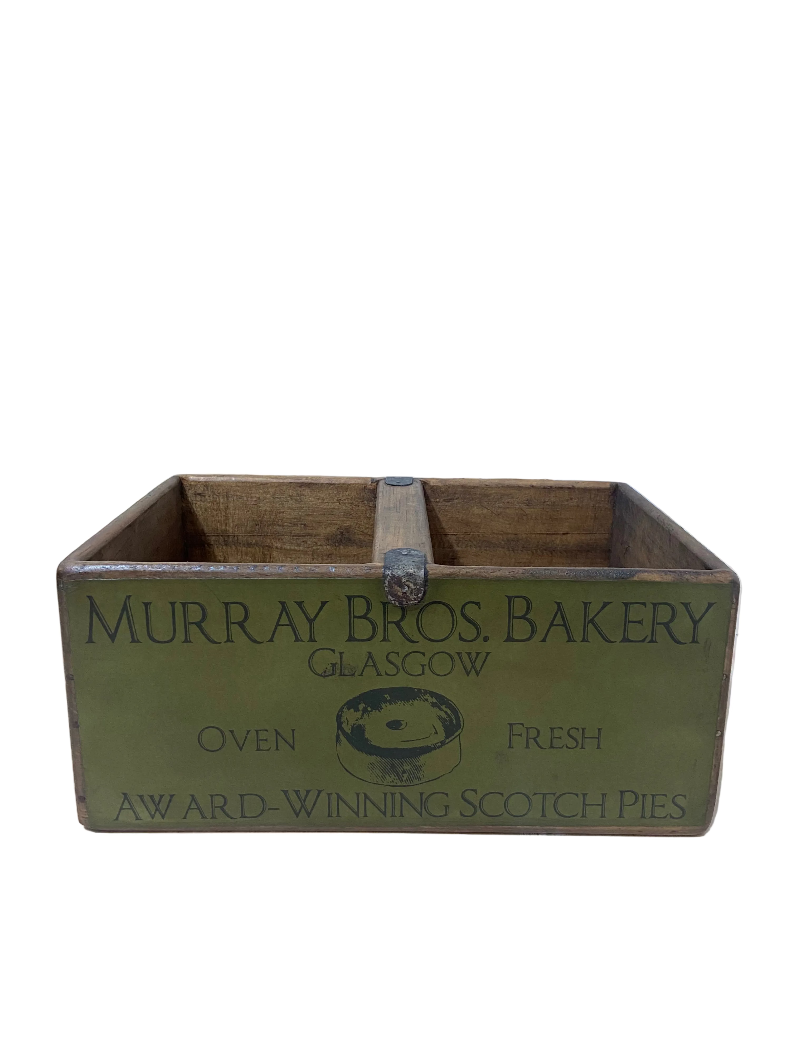 Murray Bros. colour print large wooden storage box, angled view