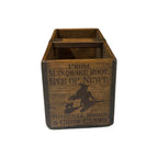 Wee Witch's Bits and Bobs hand-stencilled small wooden storage box, angled view
