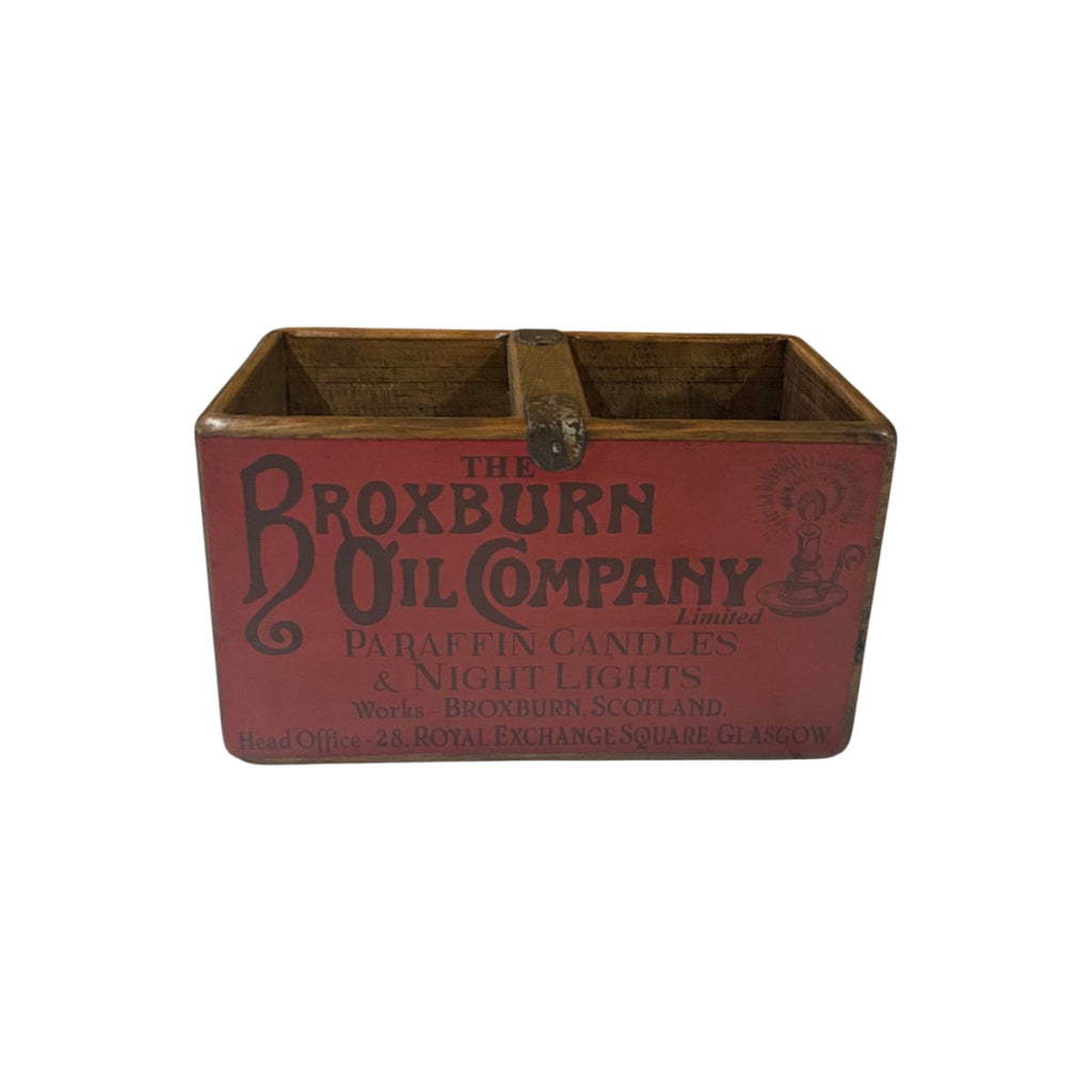 Broxburn Oil Co. colour print wooden storage box in pine, small size