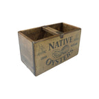 Native Oyster colour print small wooden storage box, angled view