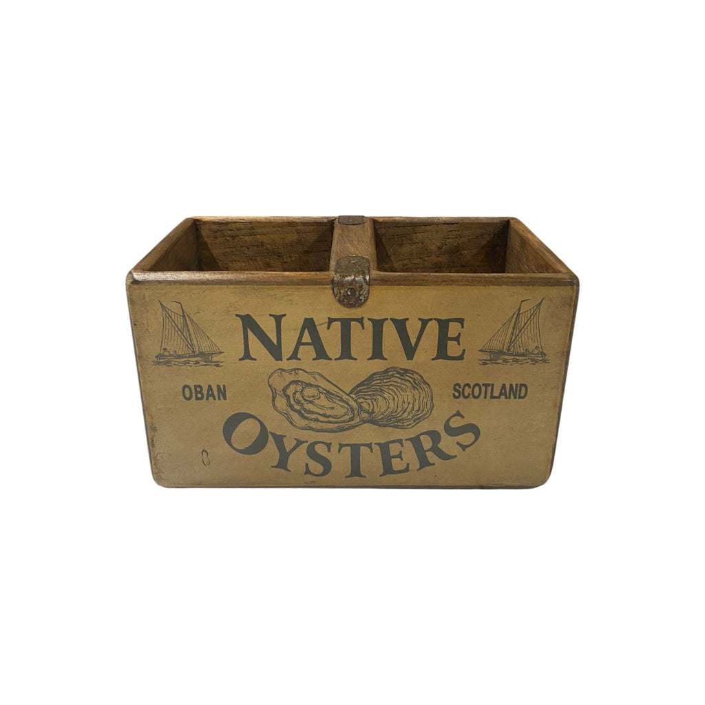 Native Oyster colour print wooden storage box in pine, small size