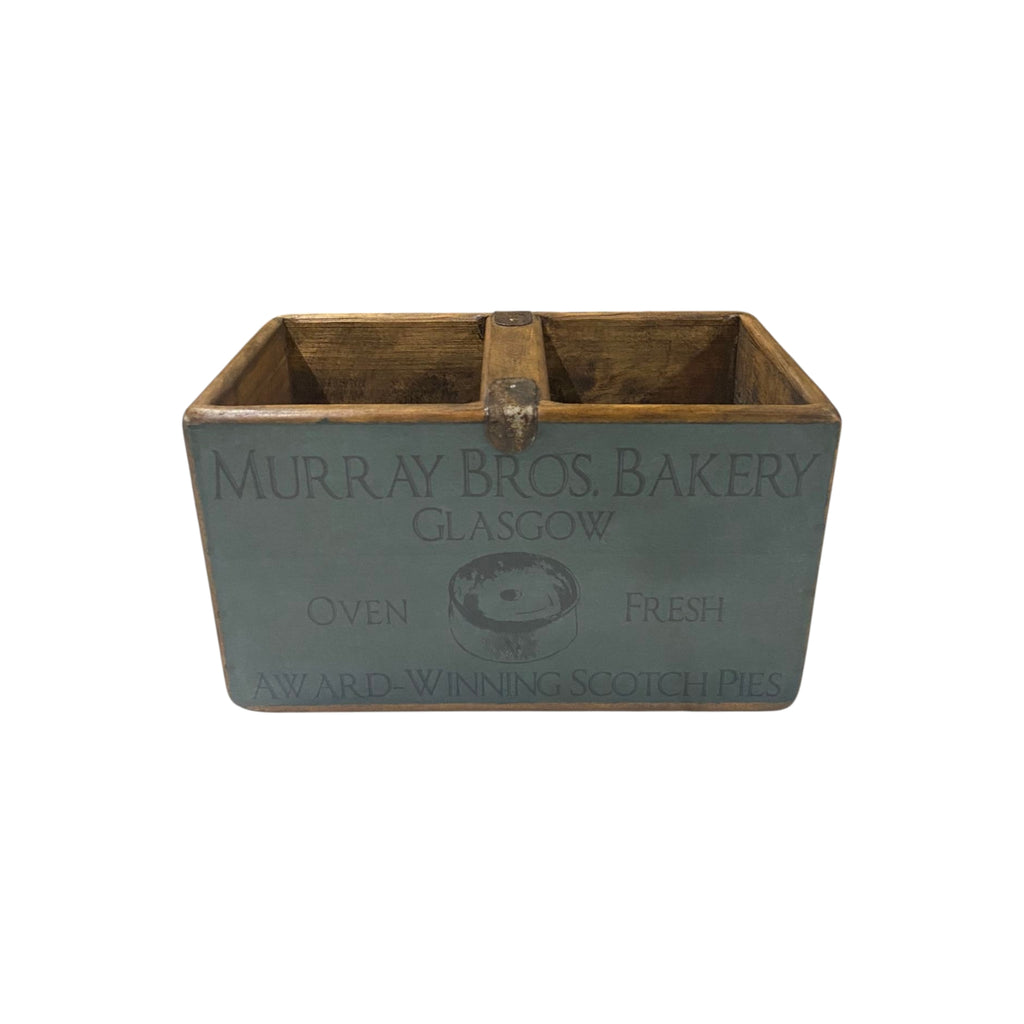Murray Bros. colour print small wooden storage box, angled view