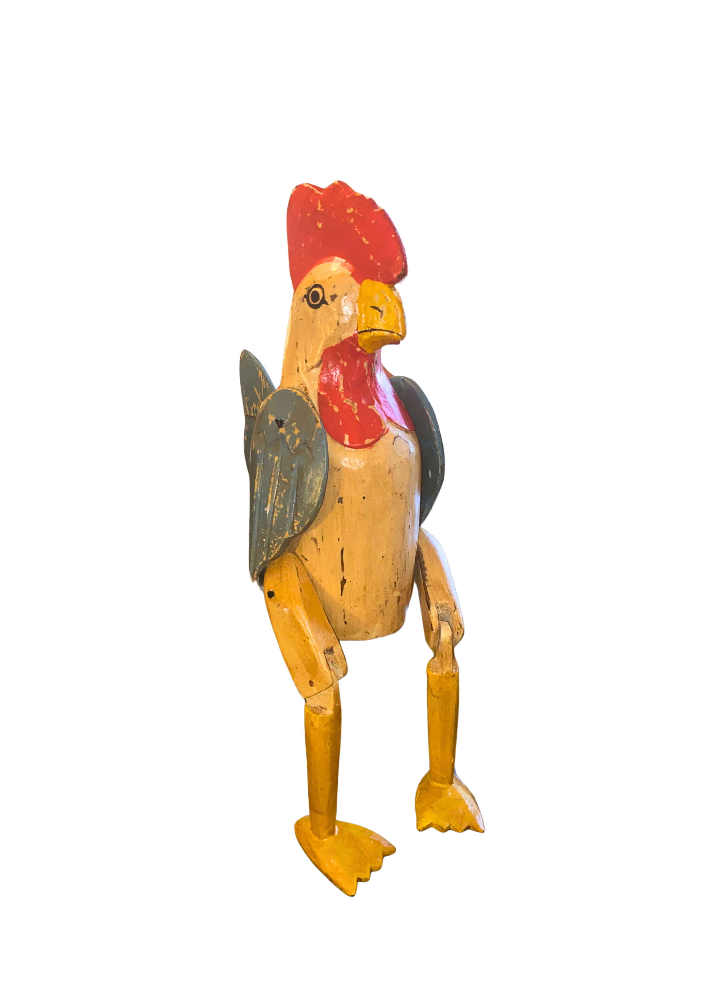 Small Handcrafted Articulated Wooden Chicken