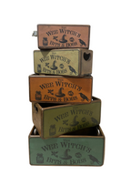 Wee Witch's Bits and Bobs wooden nesting box, handmade pine