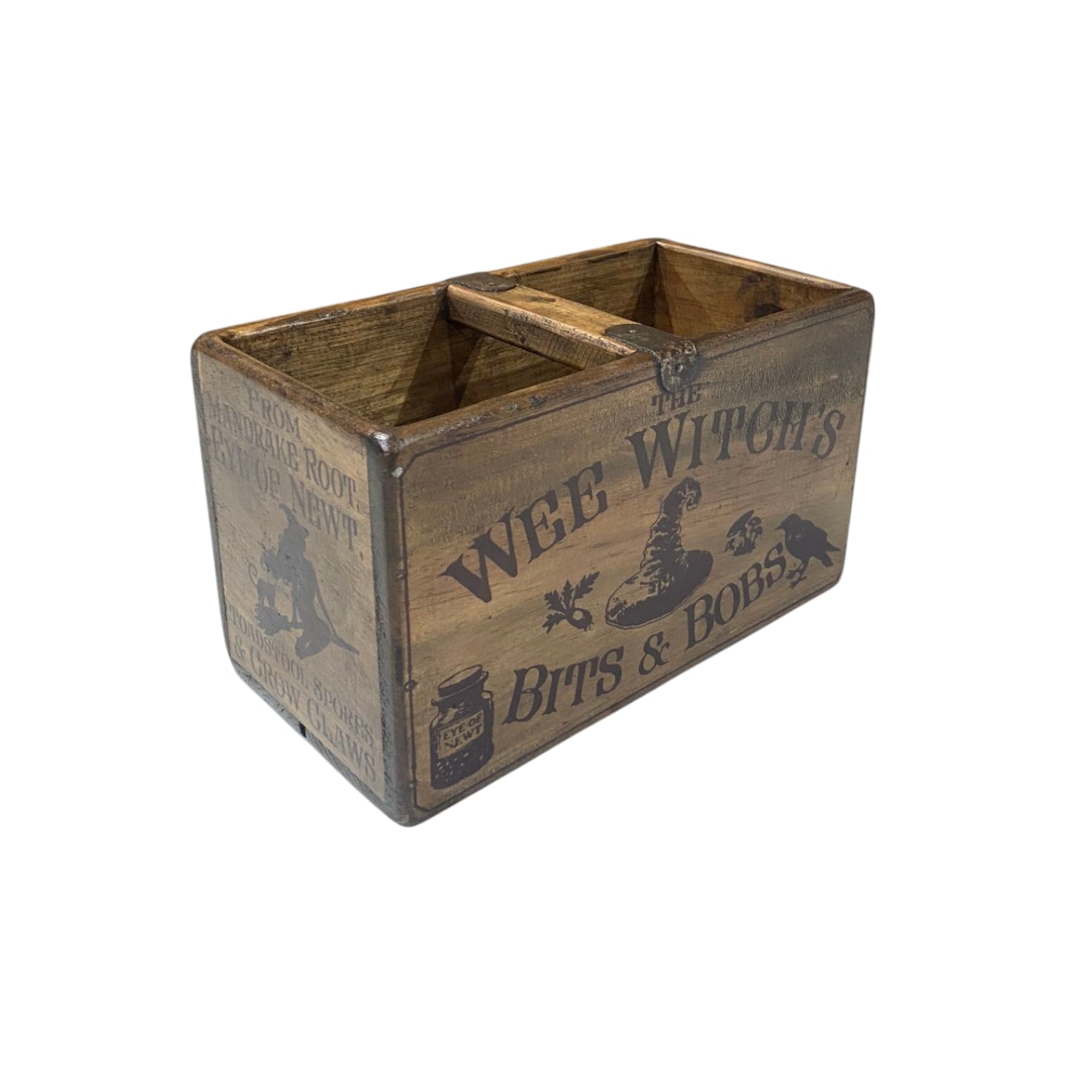 Wee Witch's Bits and Bobs hand-stencilled wooden storage box, small size