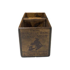 Wee Witch's Bits and Bobs hand-stencilled small wooden storage box, side view