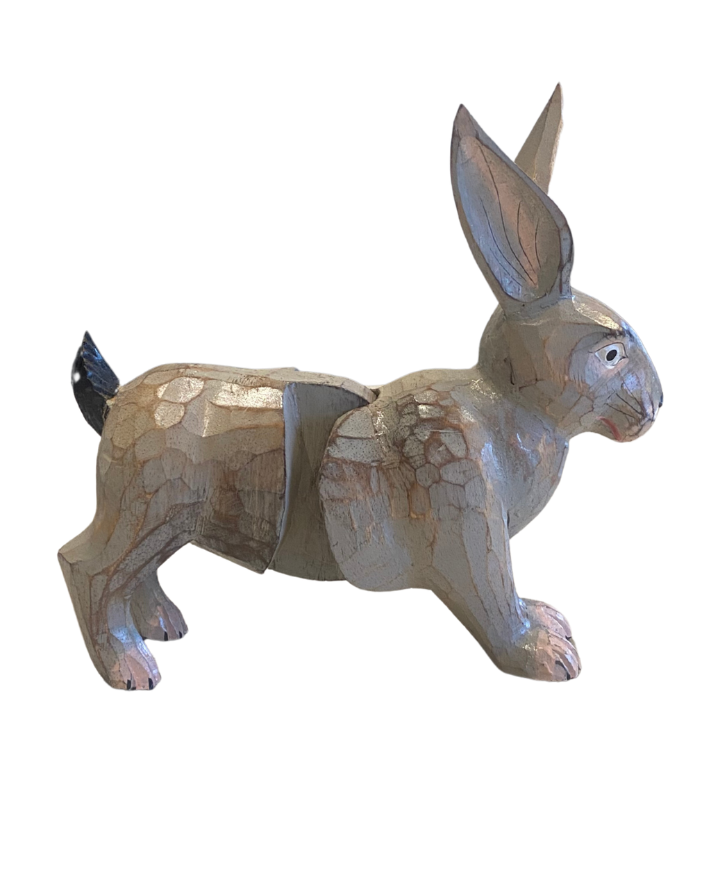 Bounding Rabbit Wooden Decorative Figurine