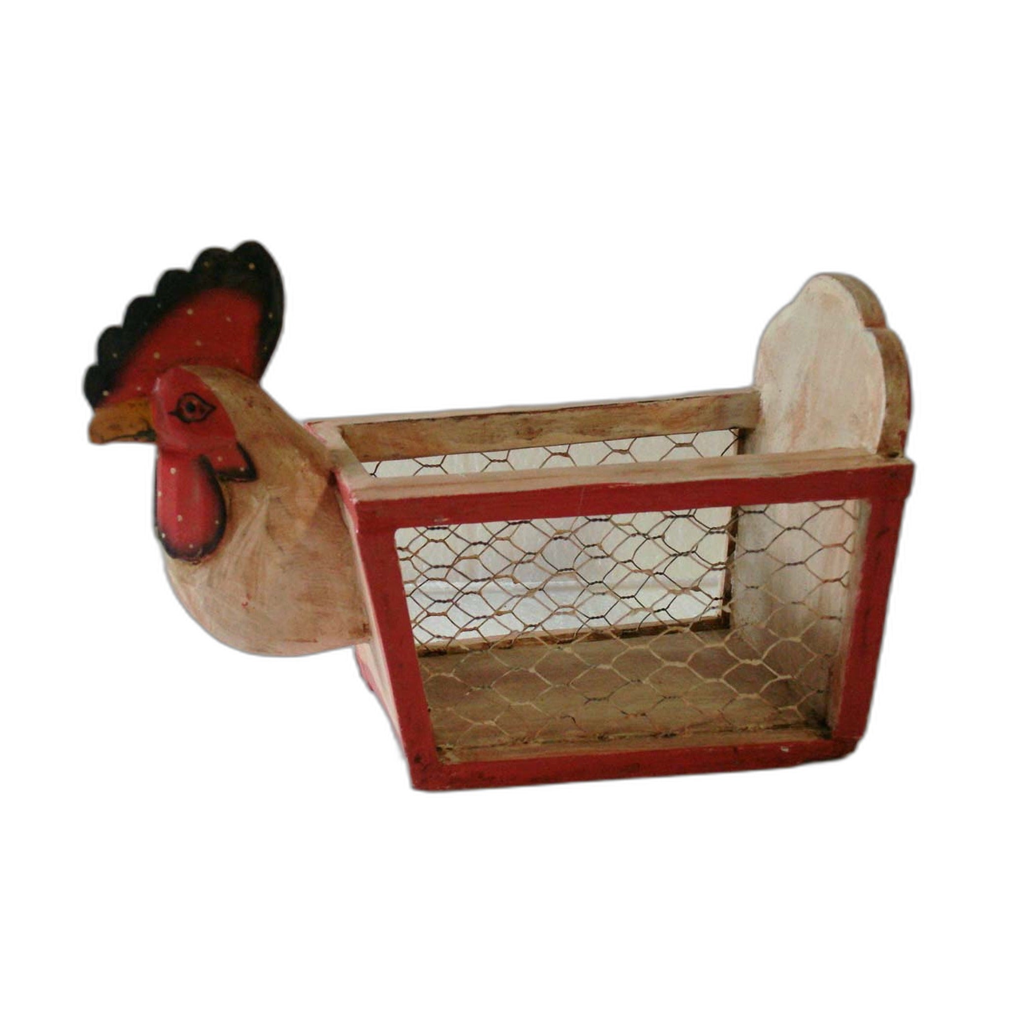 Bali handmade wooden chicken egg basket, farmhouse kitchen storage