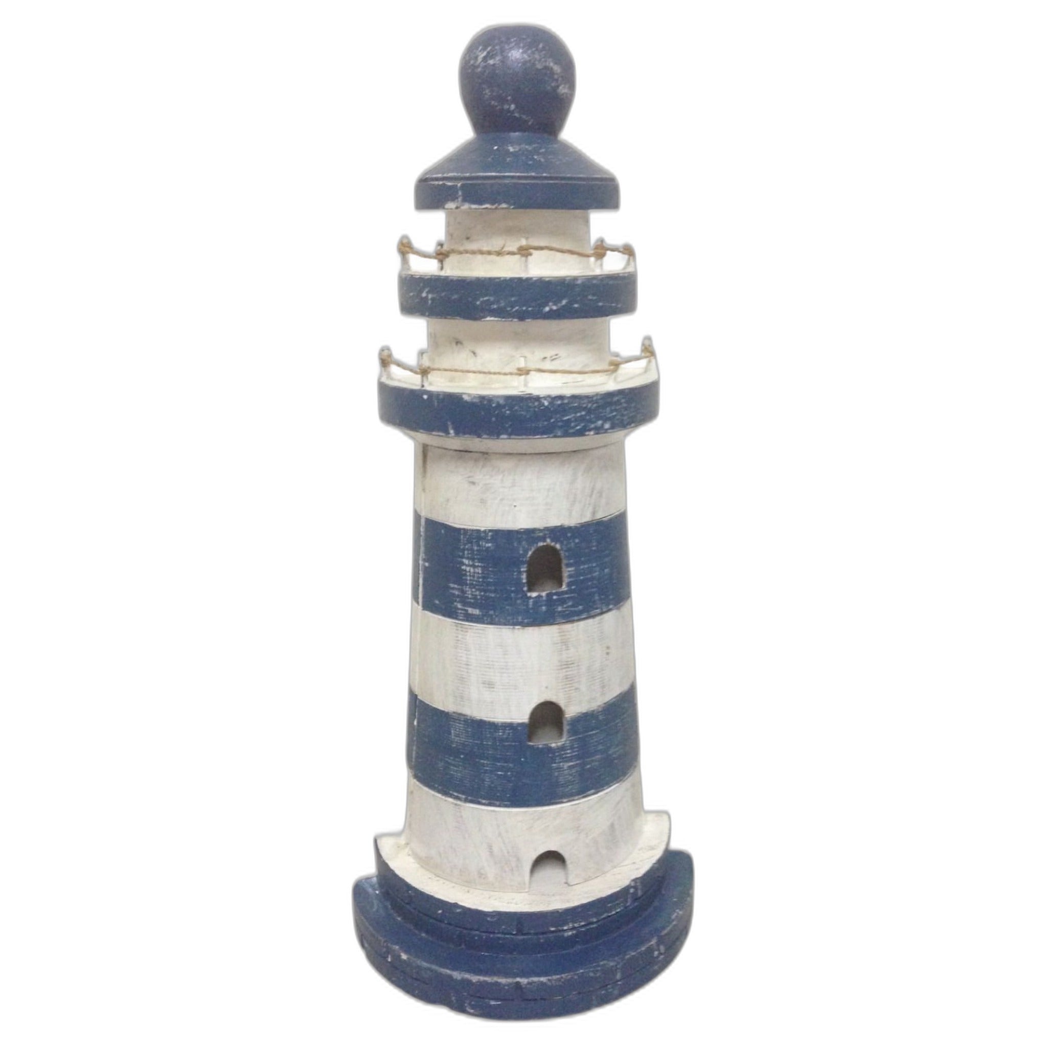 Bali handmade wooden lighthouse key holder with hooks, coastal decor