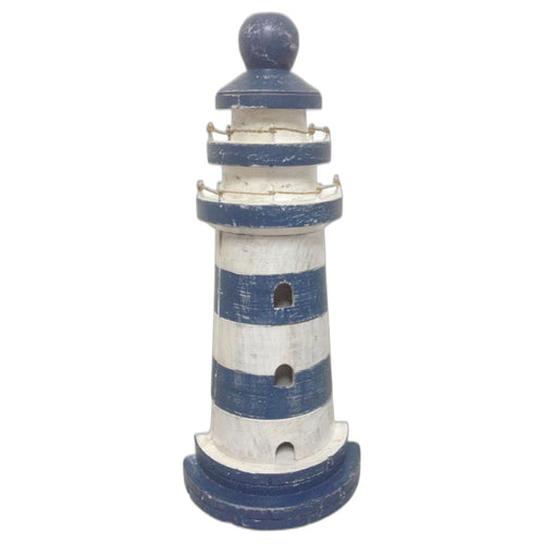 Bali handmade wooden lighthouse key holder with hooks, coastal decor