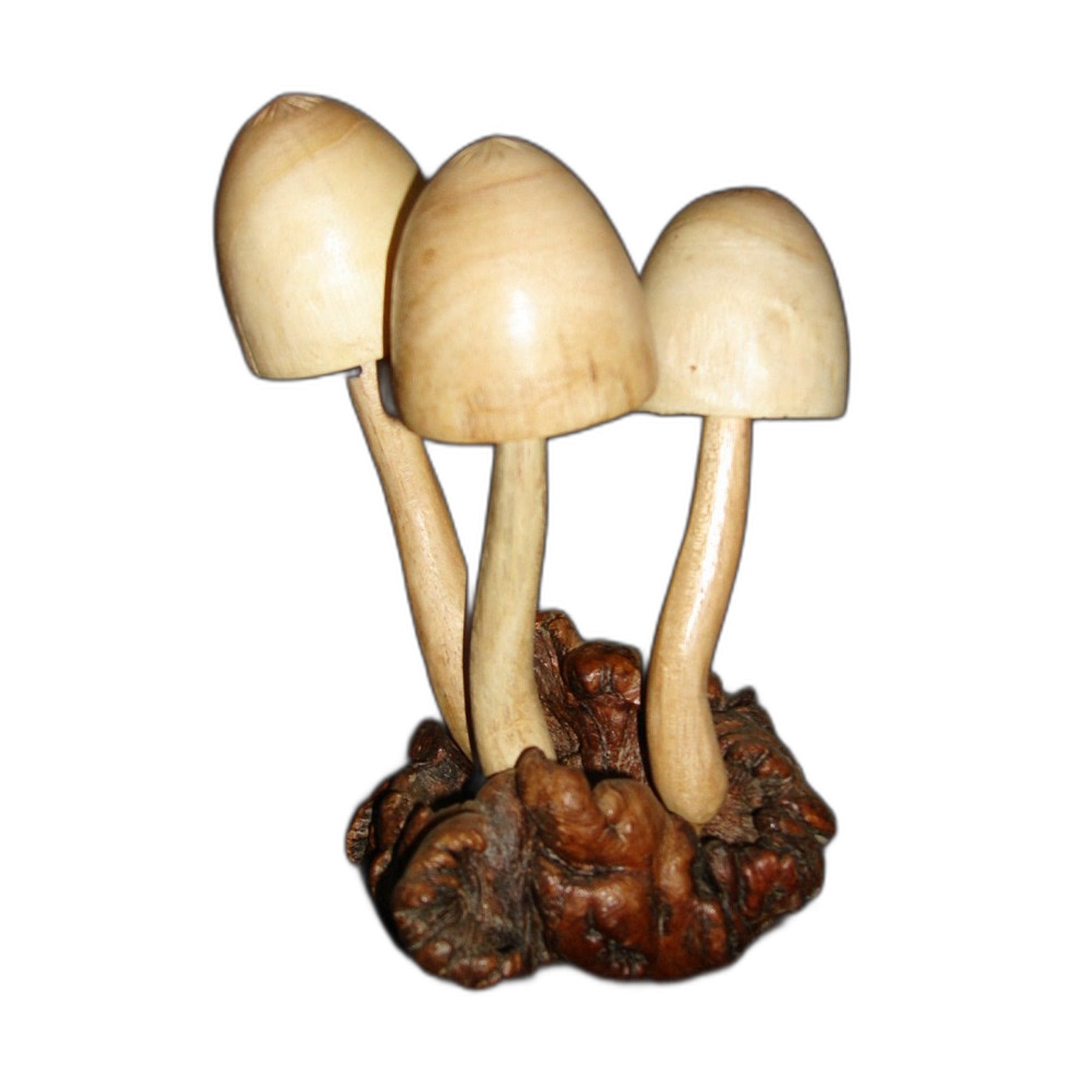 Bali handmade carved wooden mushroom, colourful decorative garden ornament