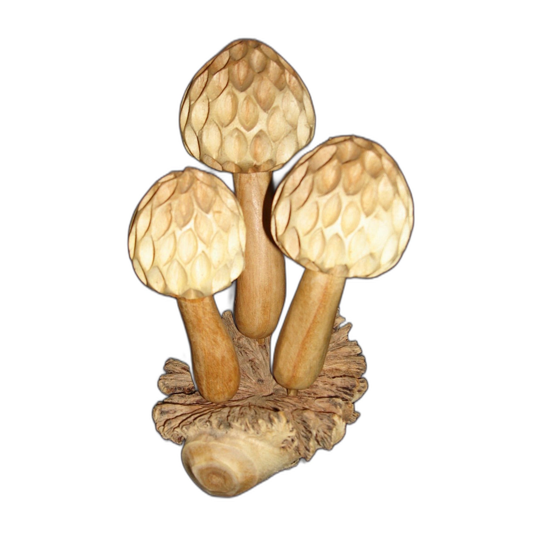 Bali handmade carved wooden mushroom, colourful decorative garden ornament