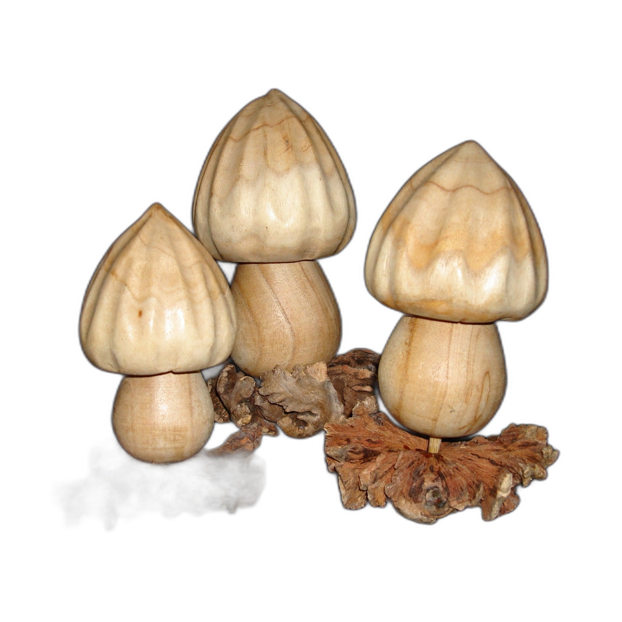 Bali handmade carved wooden mushroom, colourful decorative garden ornament