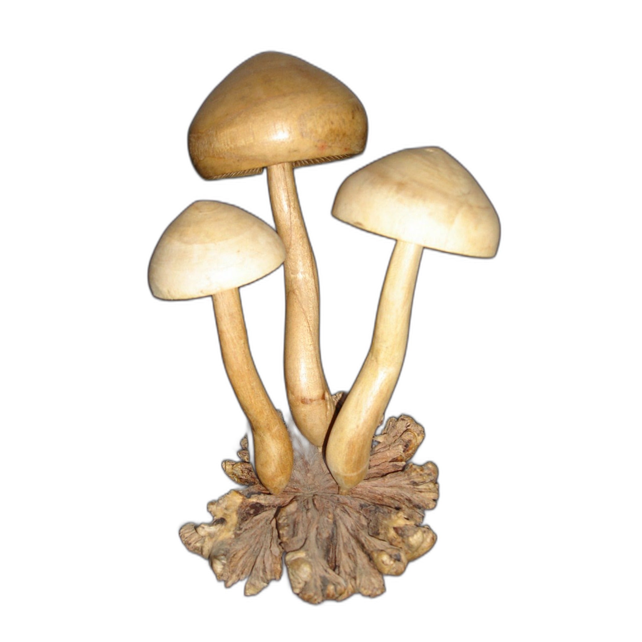 Bali handmade carved wooden mushroom, colourful decorative garden ornament