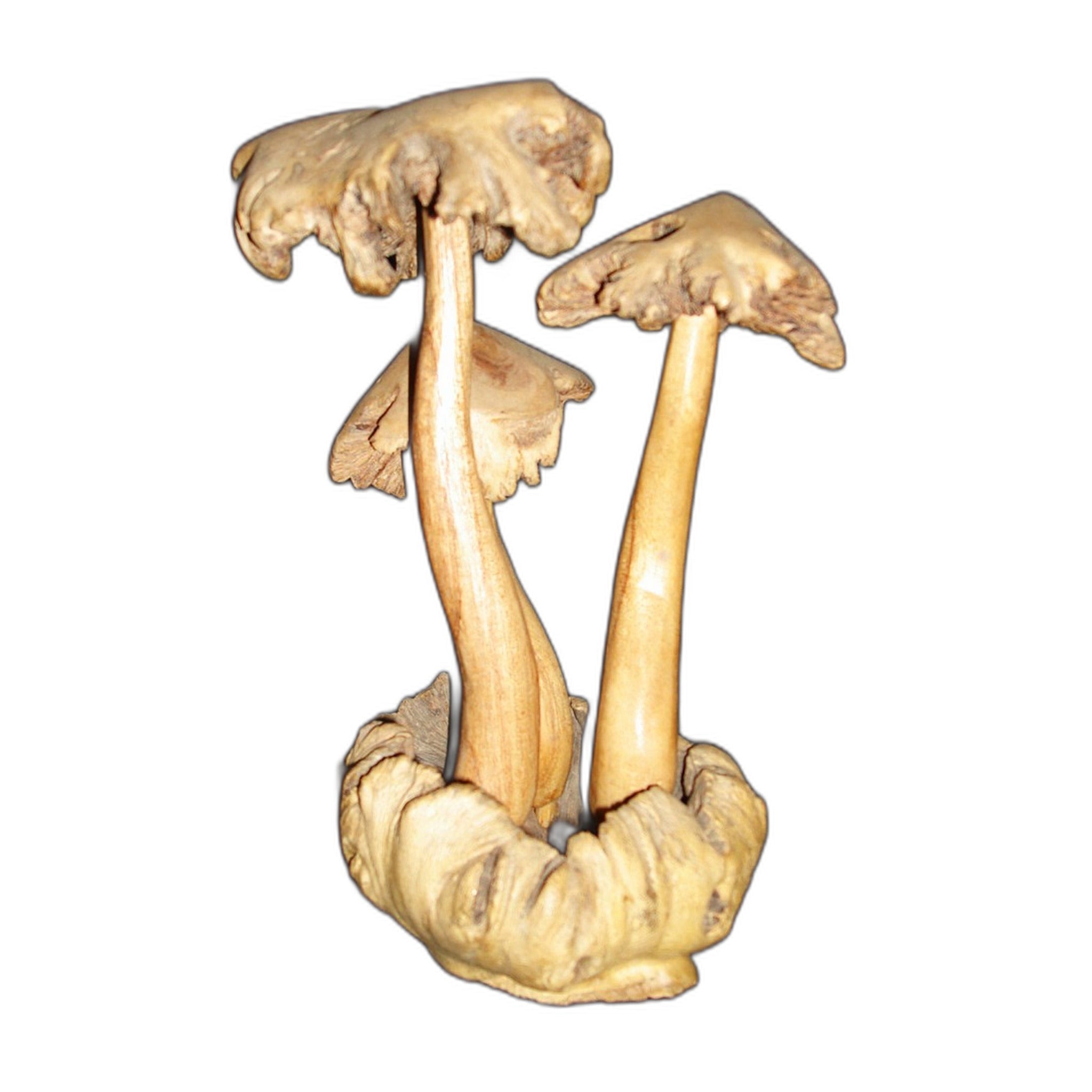 Bali handmade carved wooden mushroom, colourful decorative garden ornament