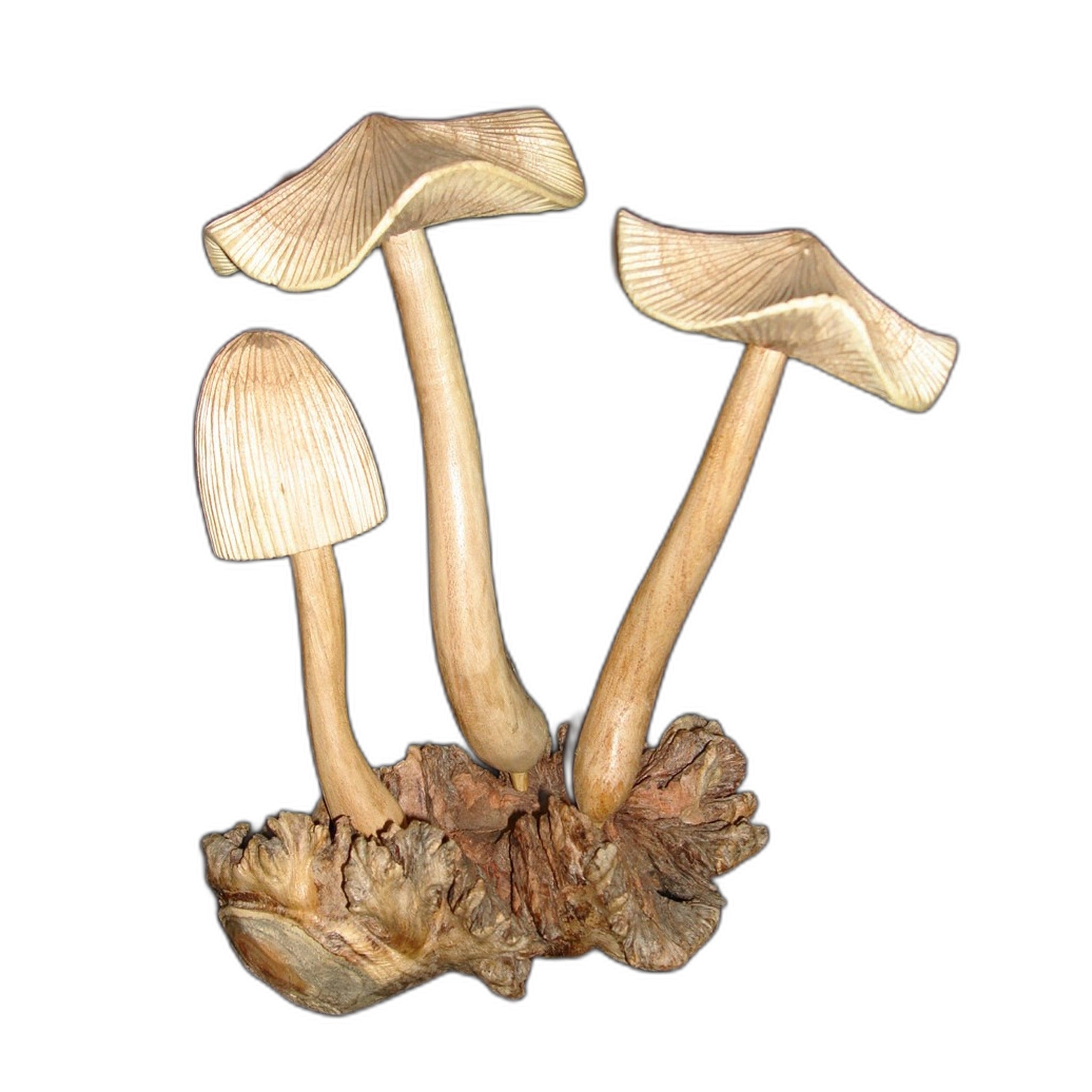 Bali handmade carved wooden mushroom, colourful decorative garden ornament